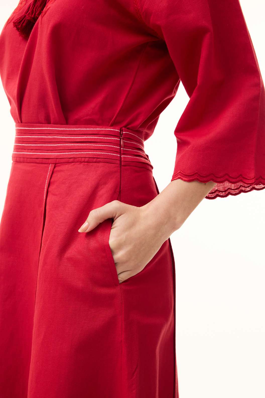 RED EMBROIDERED TOP