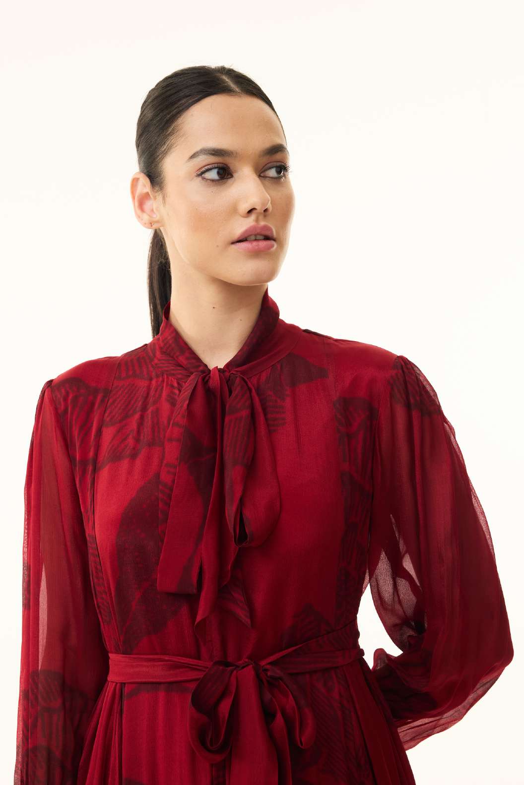 RED FLORAL LONG DRESS