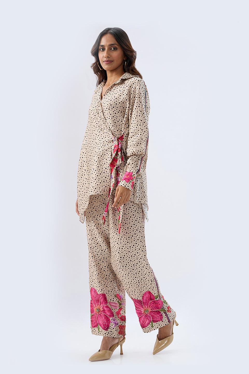 Blossom Ivory Polka Long Co-ord Set