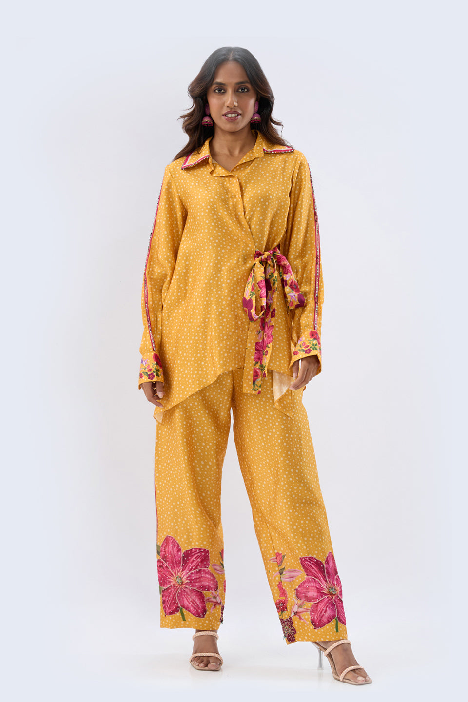 Blossom Yellow Polka Long Co-ord Set