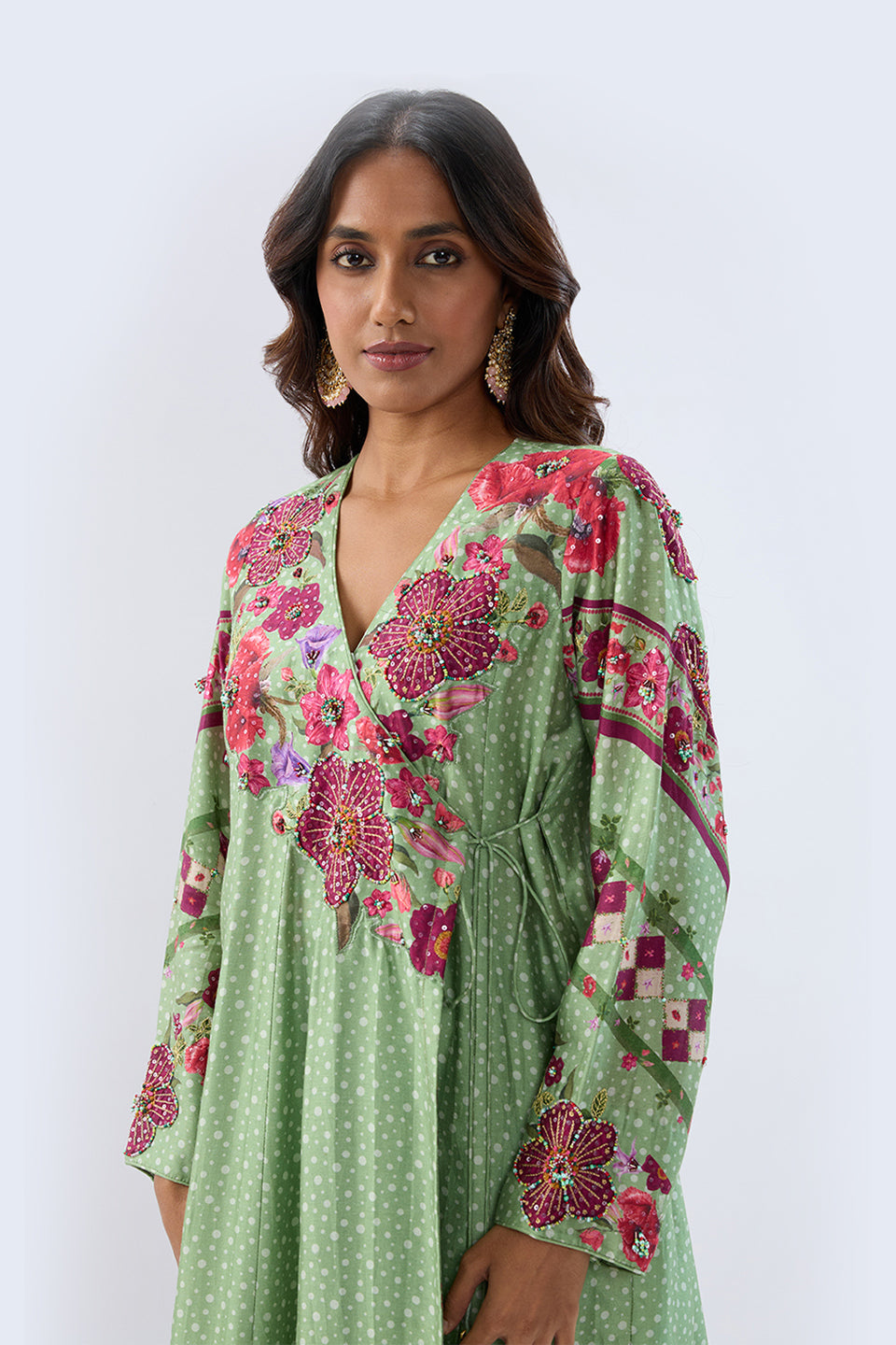 Blossom Green Angrakha Set