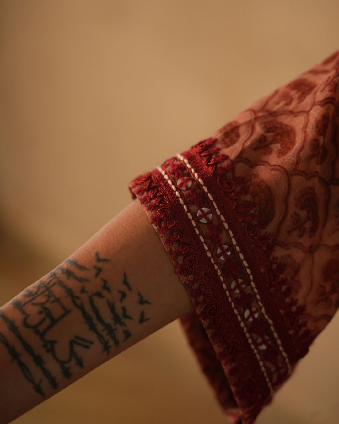 HAND EMBROIDERED AJRAKH KURTA WITH PANTS