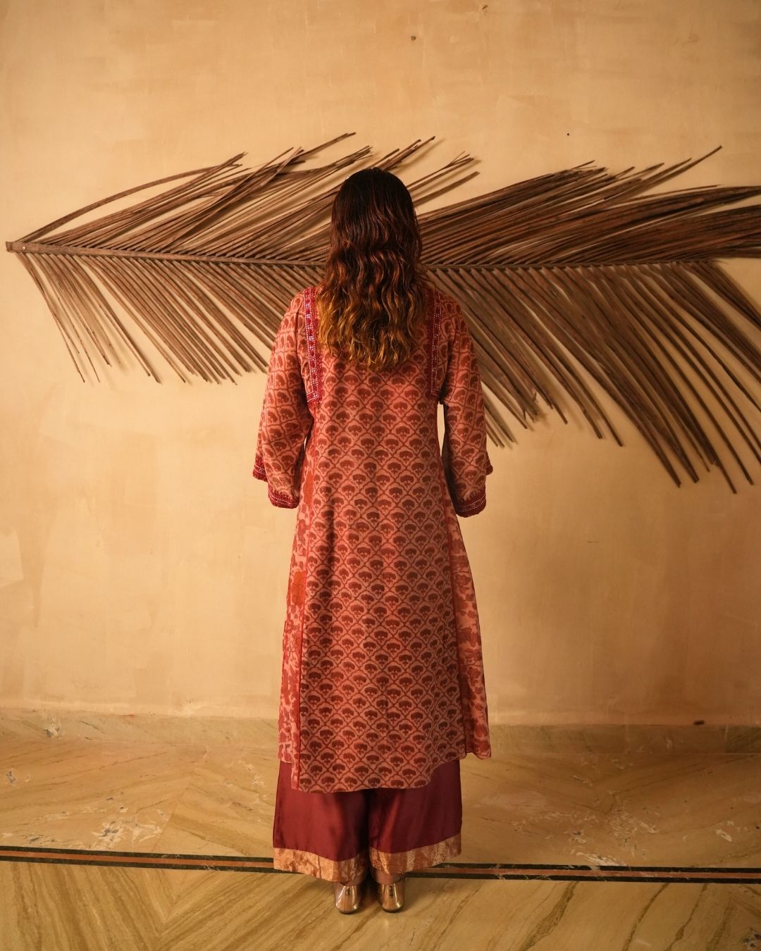 HAND EMBROIDERED AJRAKH KURTA WITH PANTS