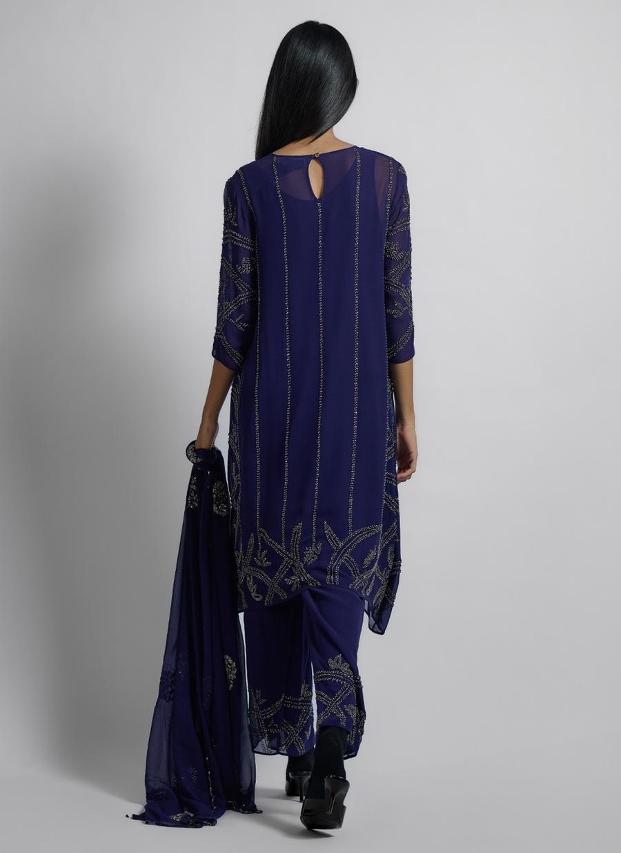 Purple SLV Silk Georgette Pant