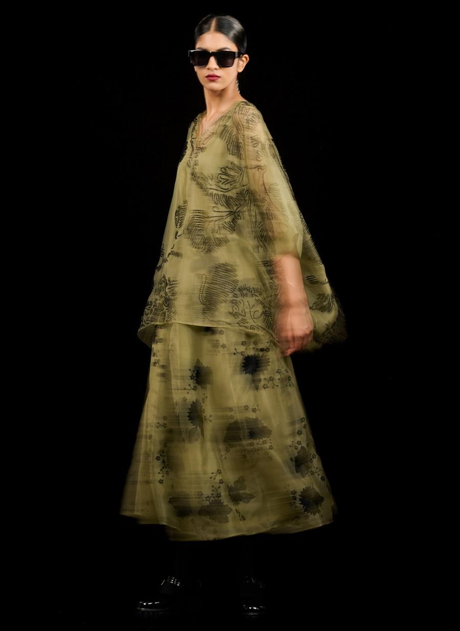 Jade BLK Silk Organza Skirt