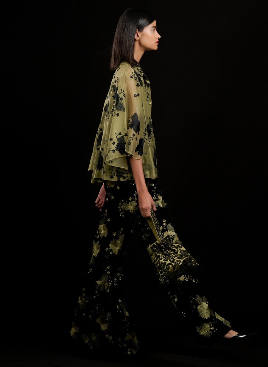 Black Jade Silk Georgette Palazzo