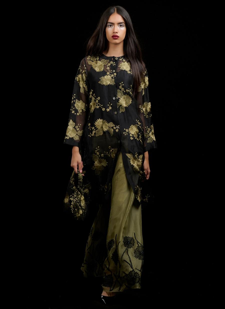 Black Jade Silk Organza Jacket