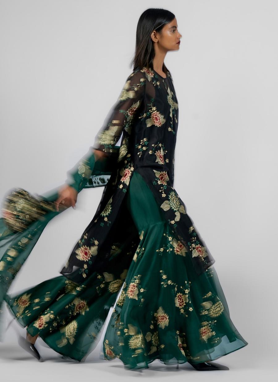 Emerald Multi Silk Organza Dupatta