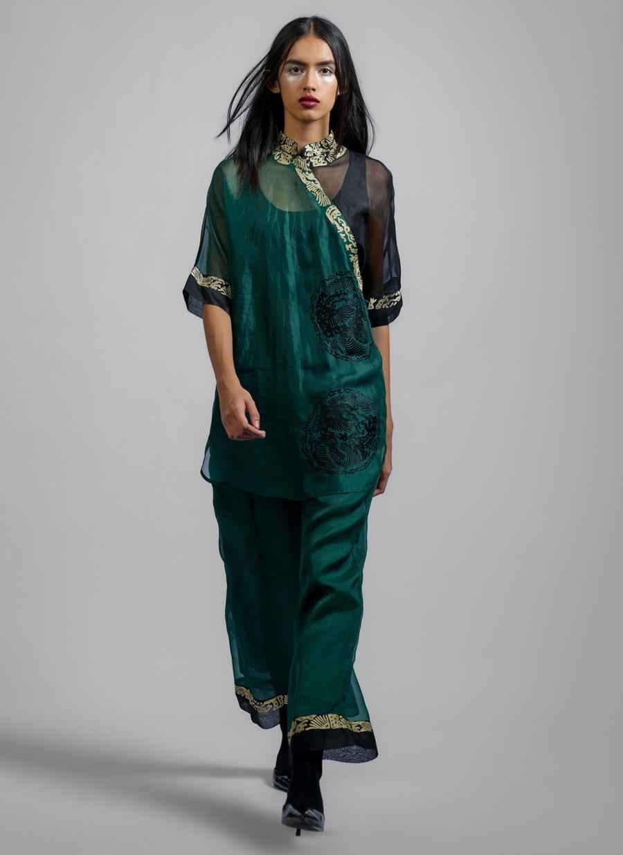 Emerald BLK DN Silk Organza Tunic
