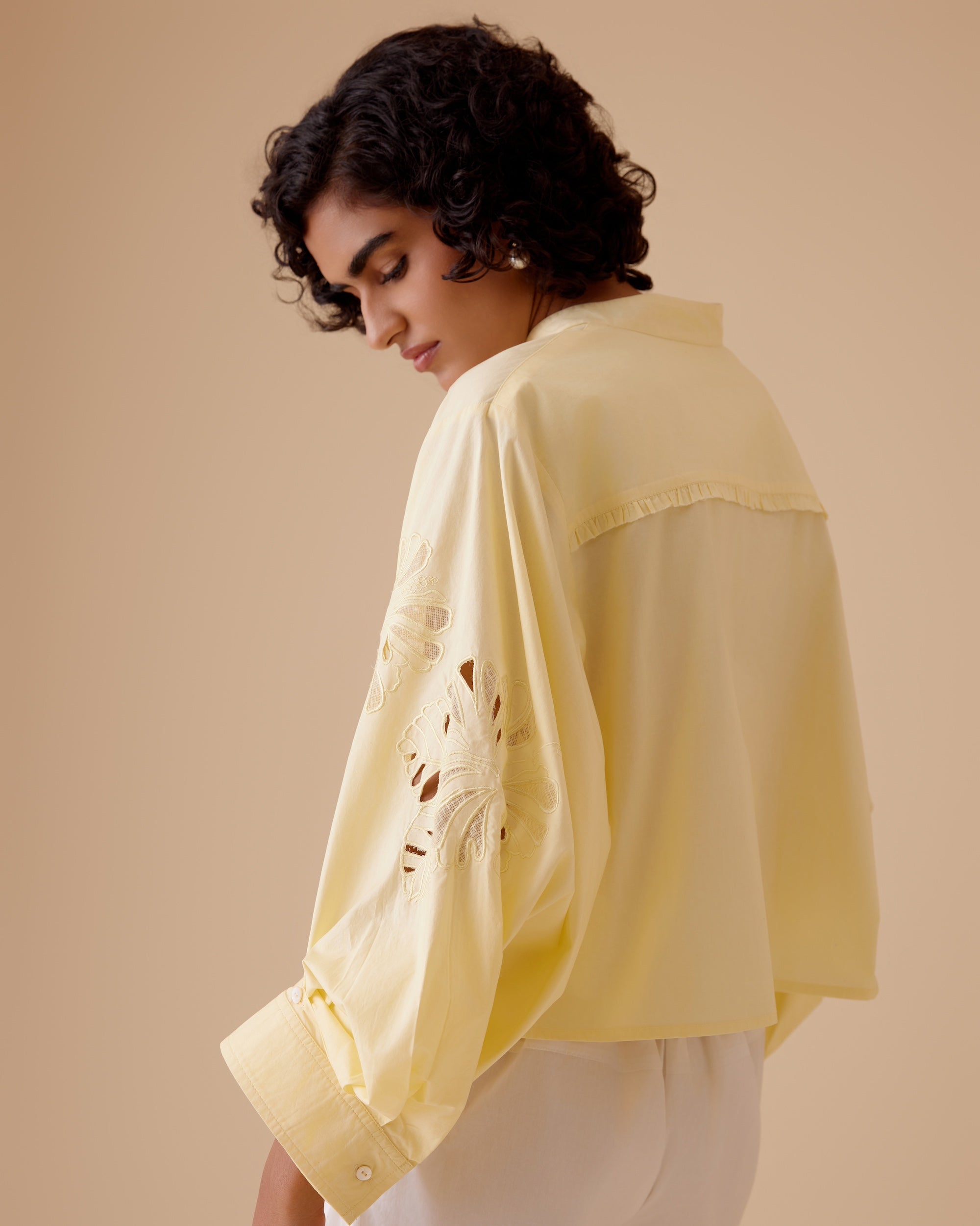 Ann yellow cotton poplin shirt