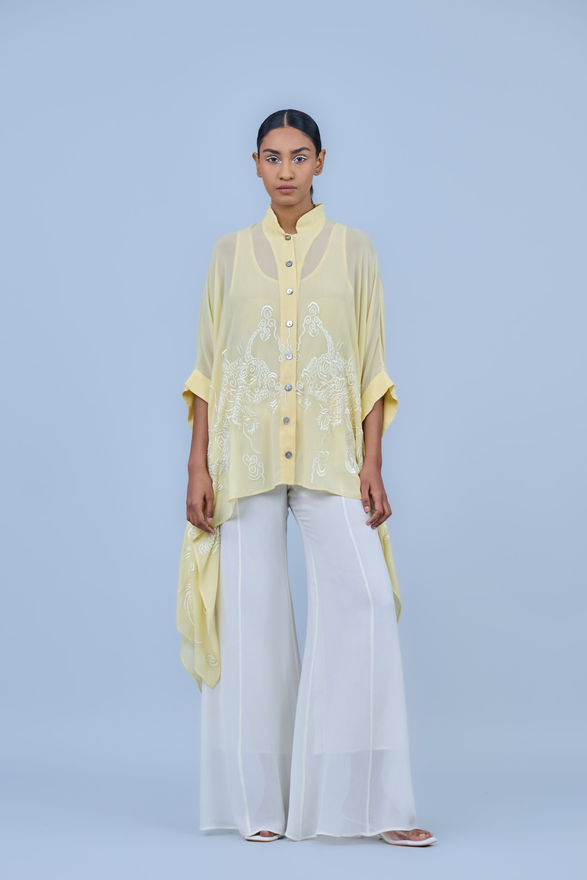 Ecru Silk Georgette Palazzo