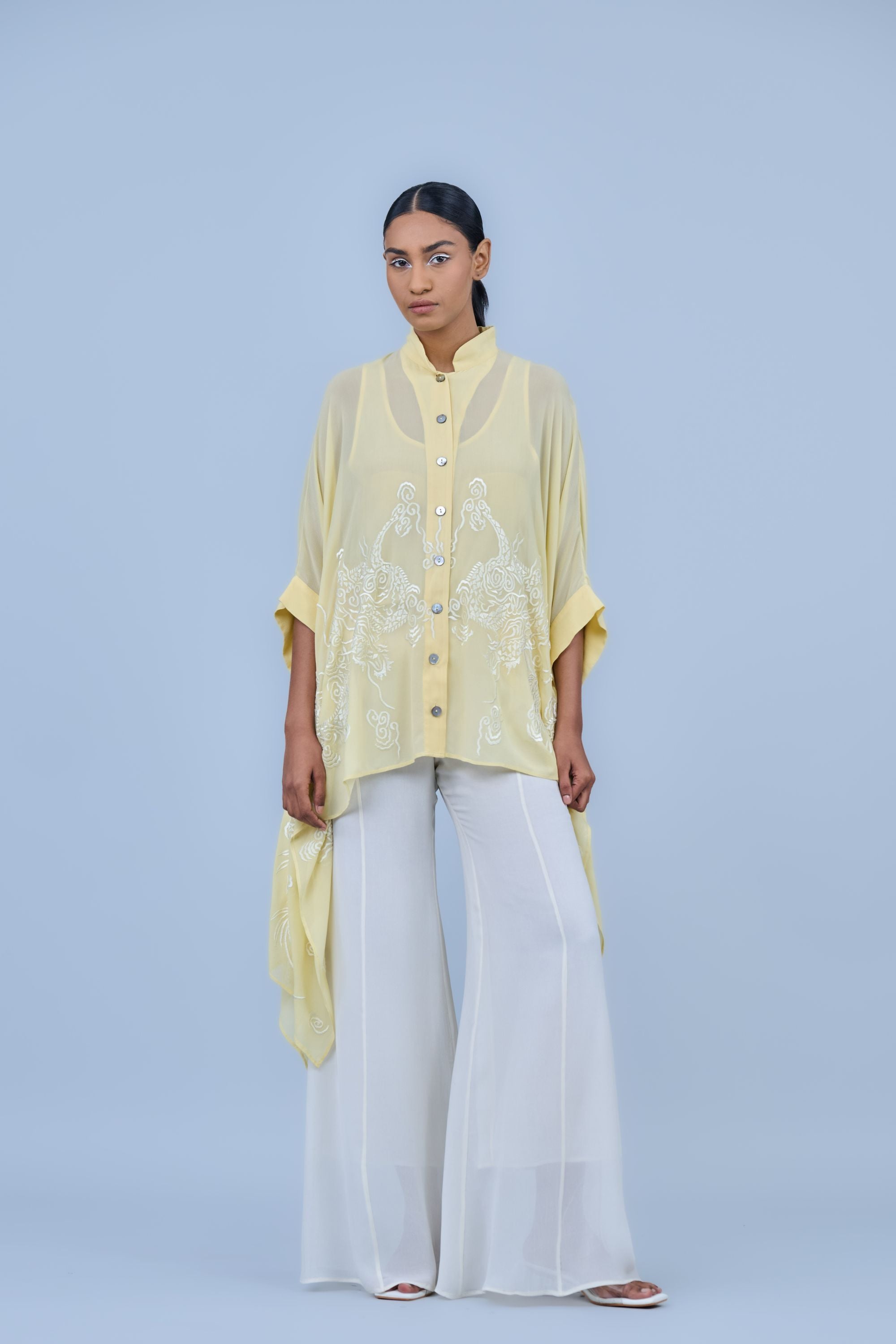 Ecru Silk Georgette Palazzo