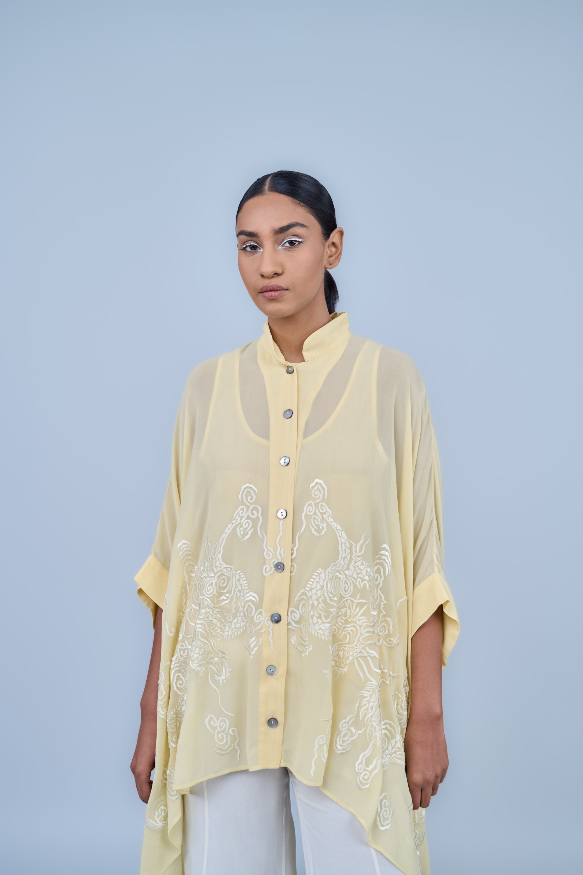 Ecru Silk Georgette Palazzo