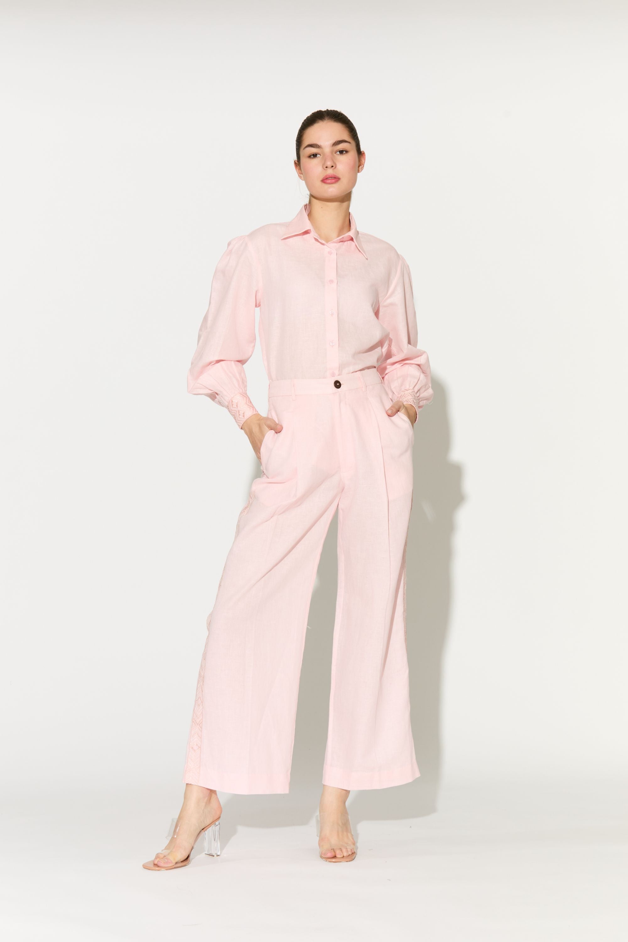 Light Pink Embroidered Pants