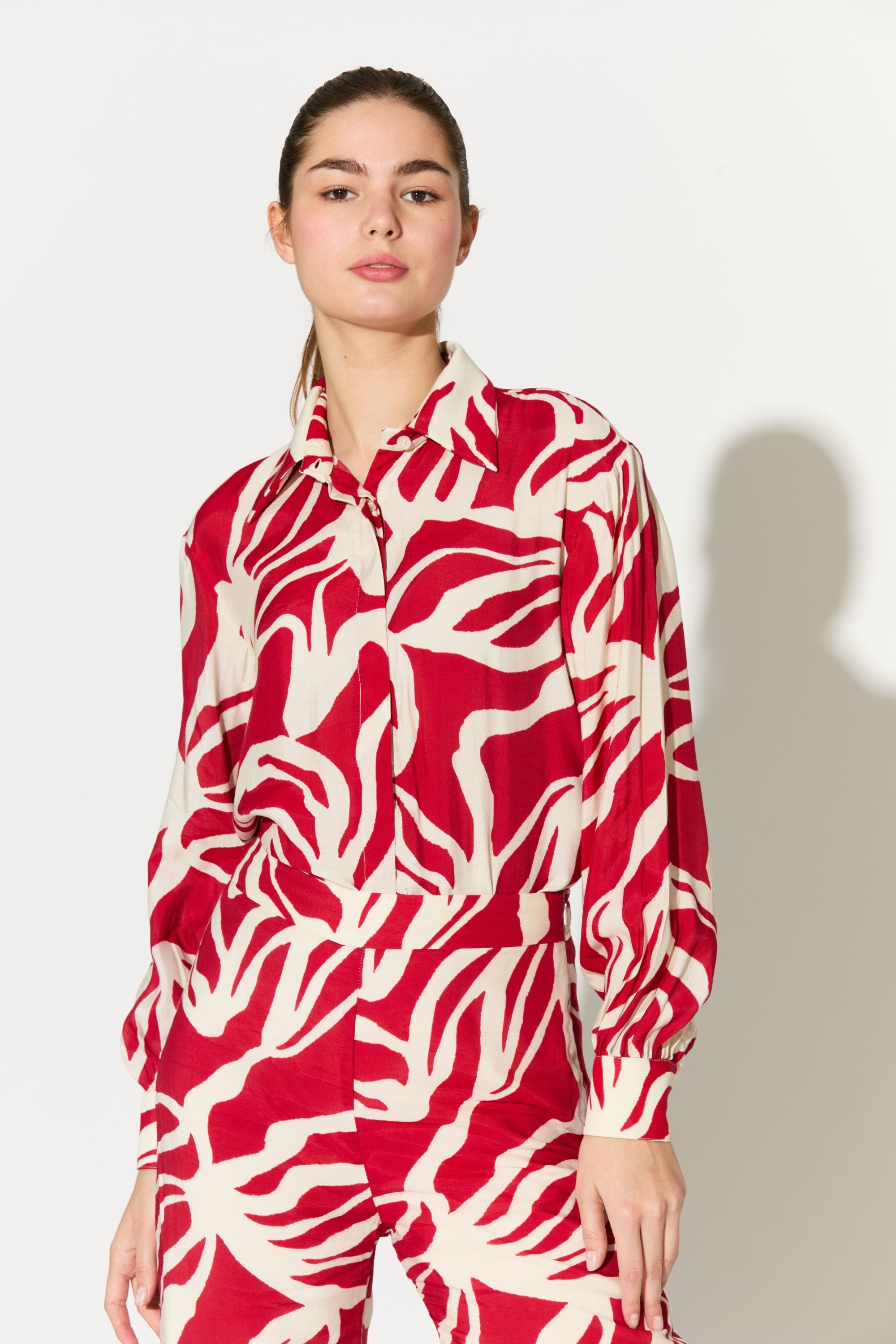 Red And White Floral Pants