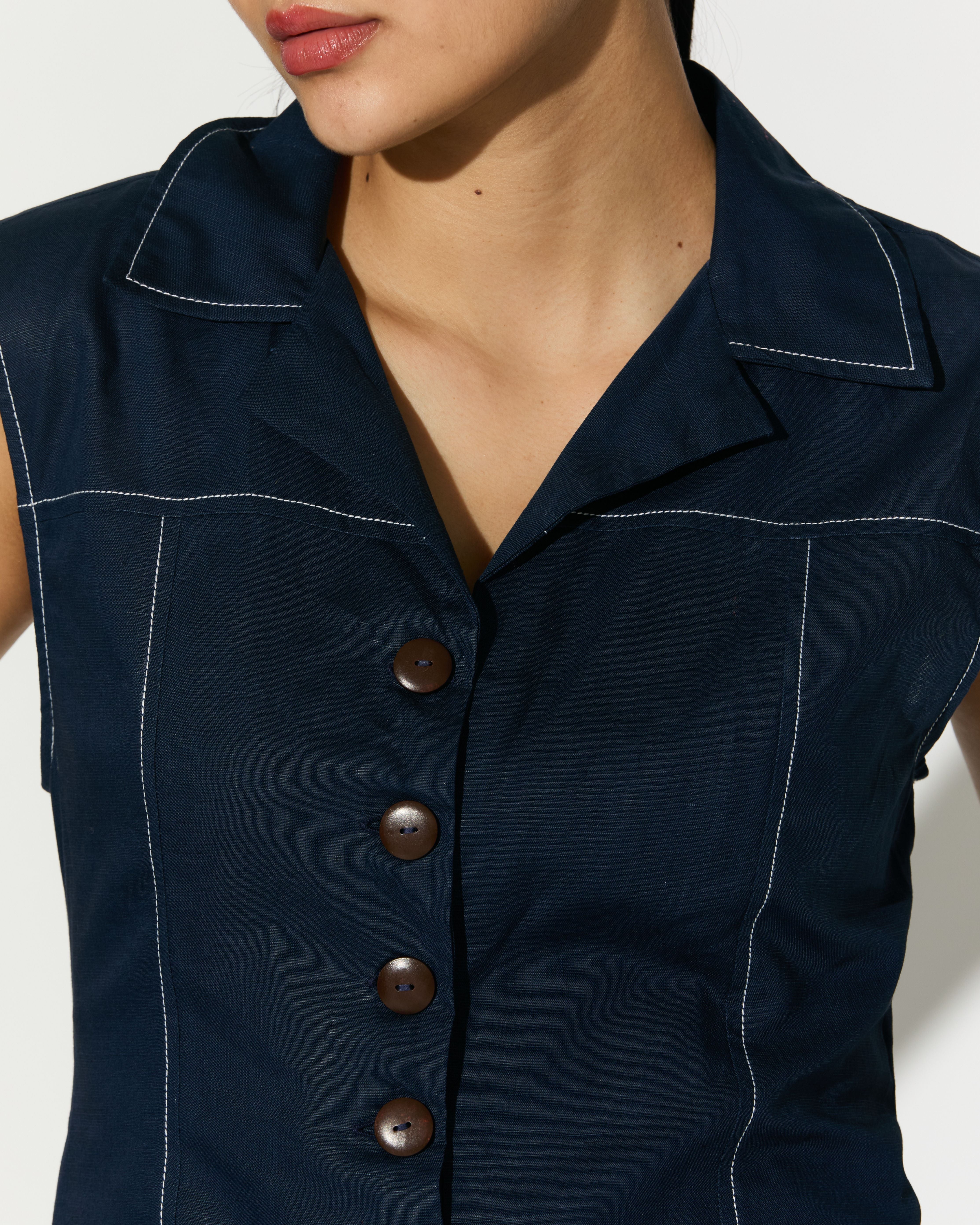 DARK BLUE SLEEVELESS LONG DRESS