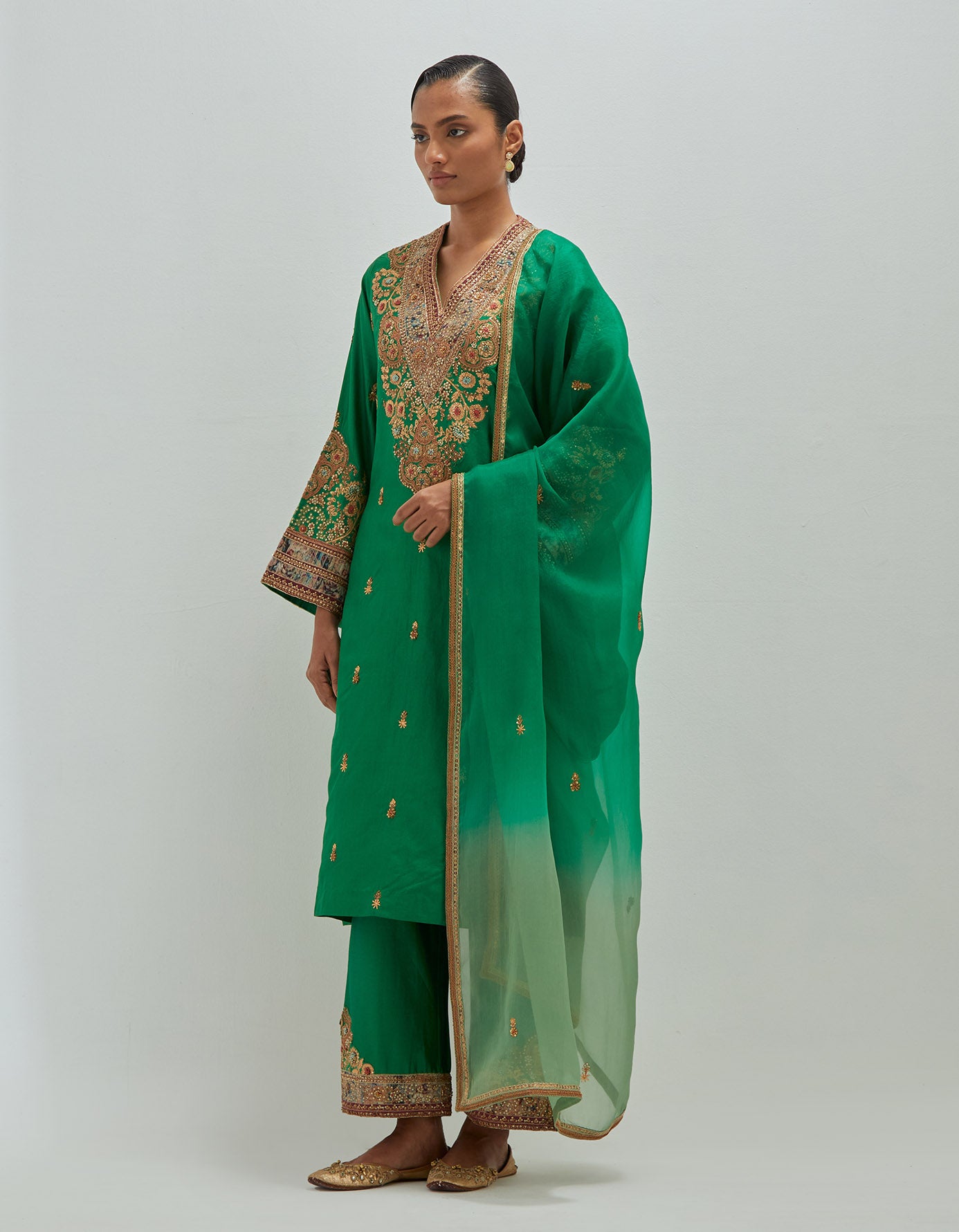 emrald green Kurta Set