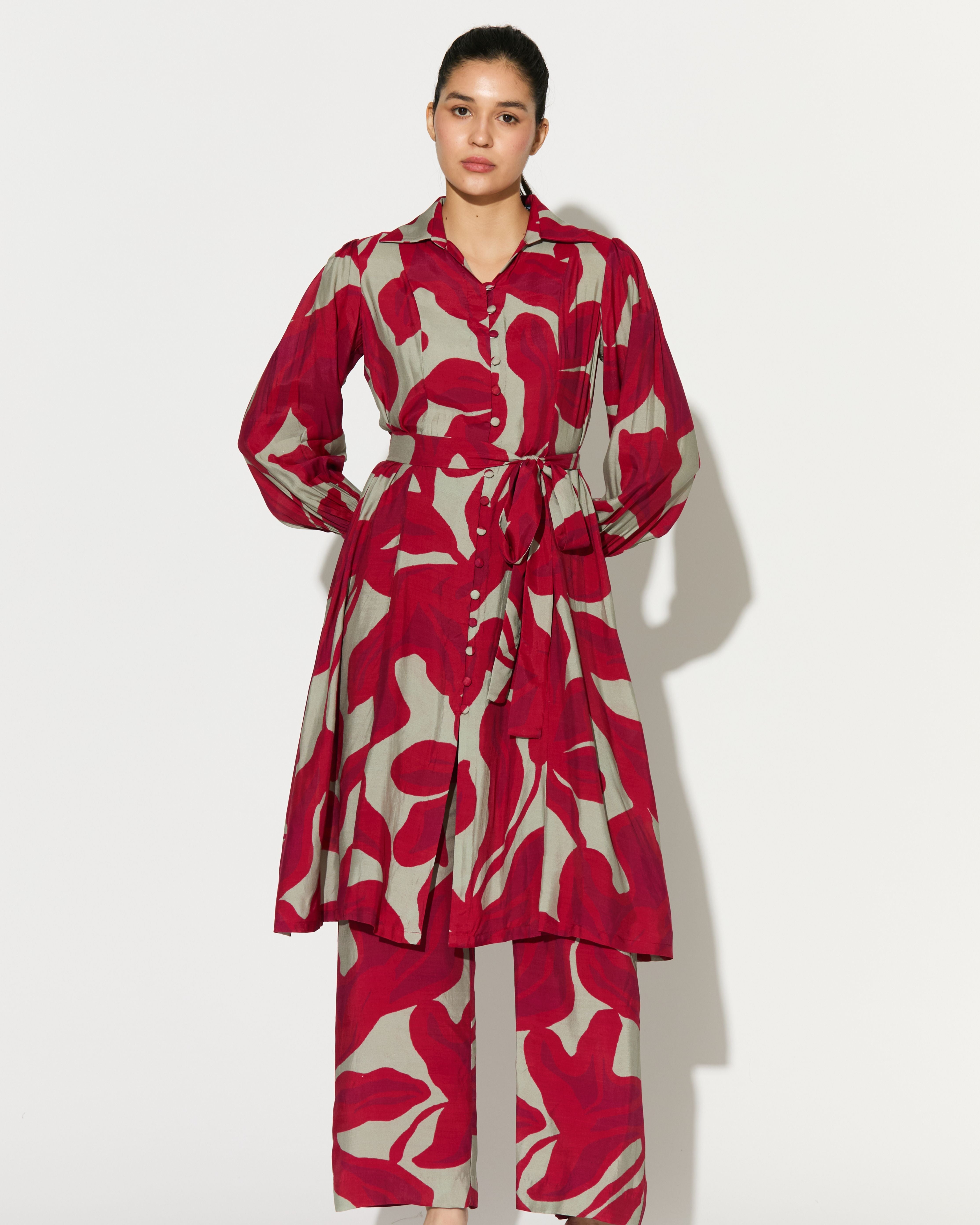 BEIGE AND HOT PINK FLORAL PANTS