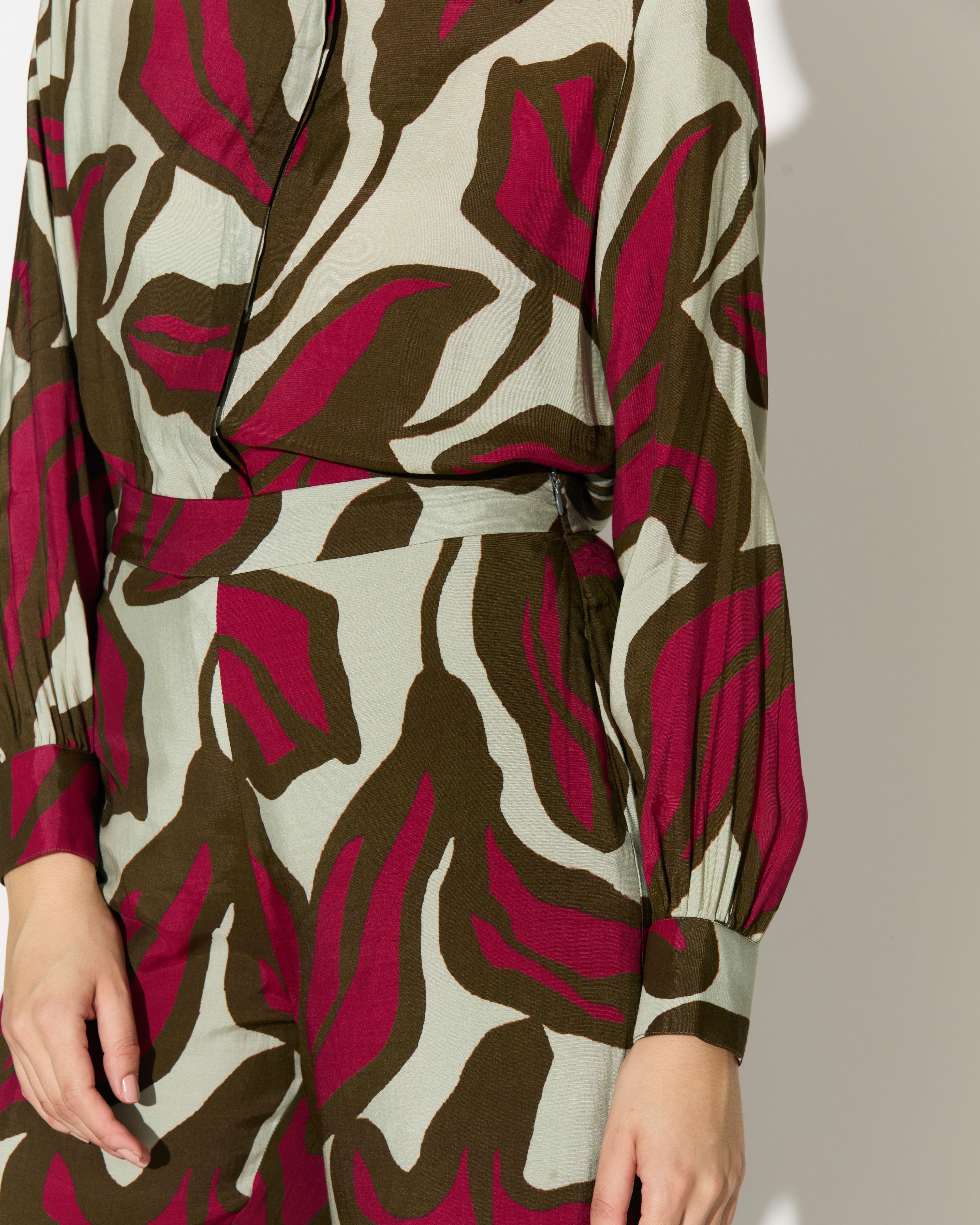 BEIGE, PINK AND GREEN FLORAL PANTS