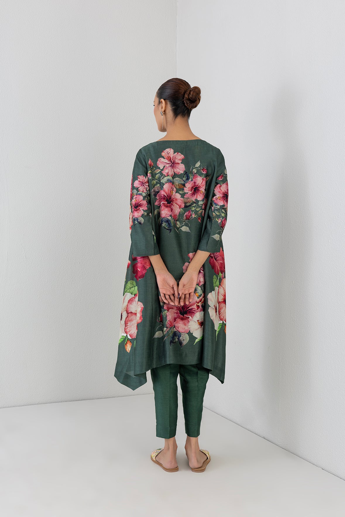 Eucalyptus Dupion Hibiscus Printed Tunic
