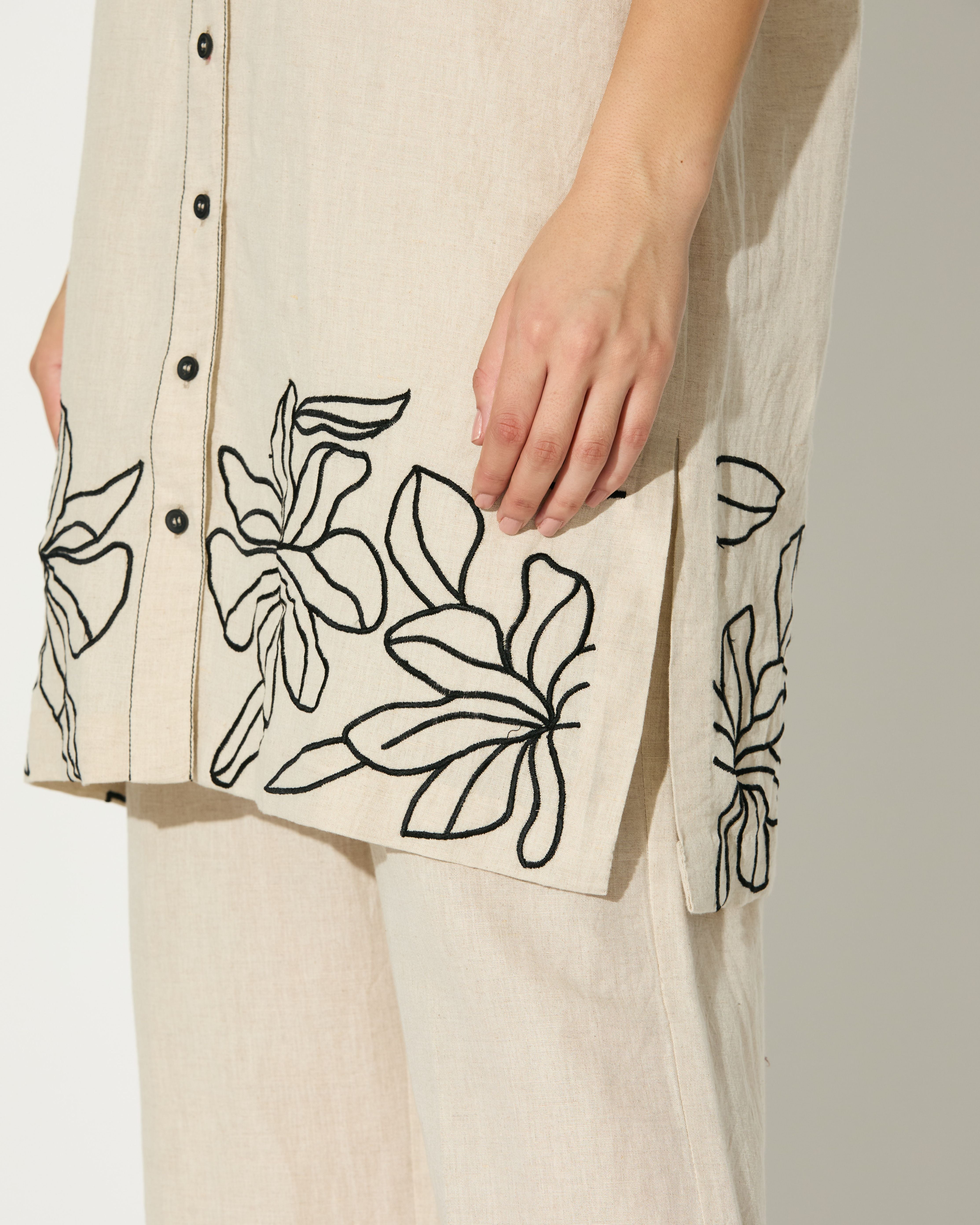 CREAM EMBROIDERED KURTA SHIRT