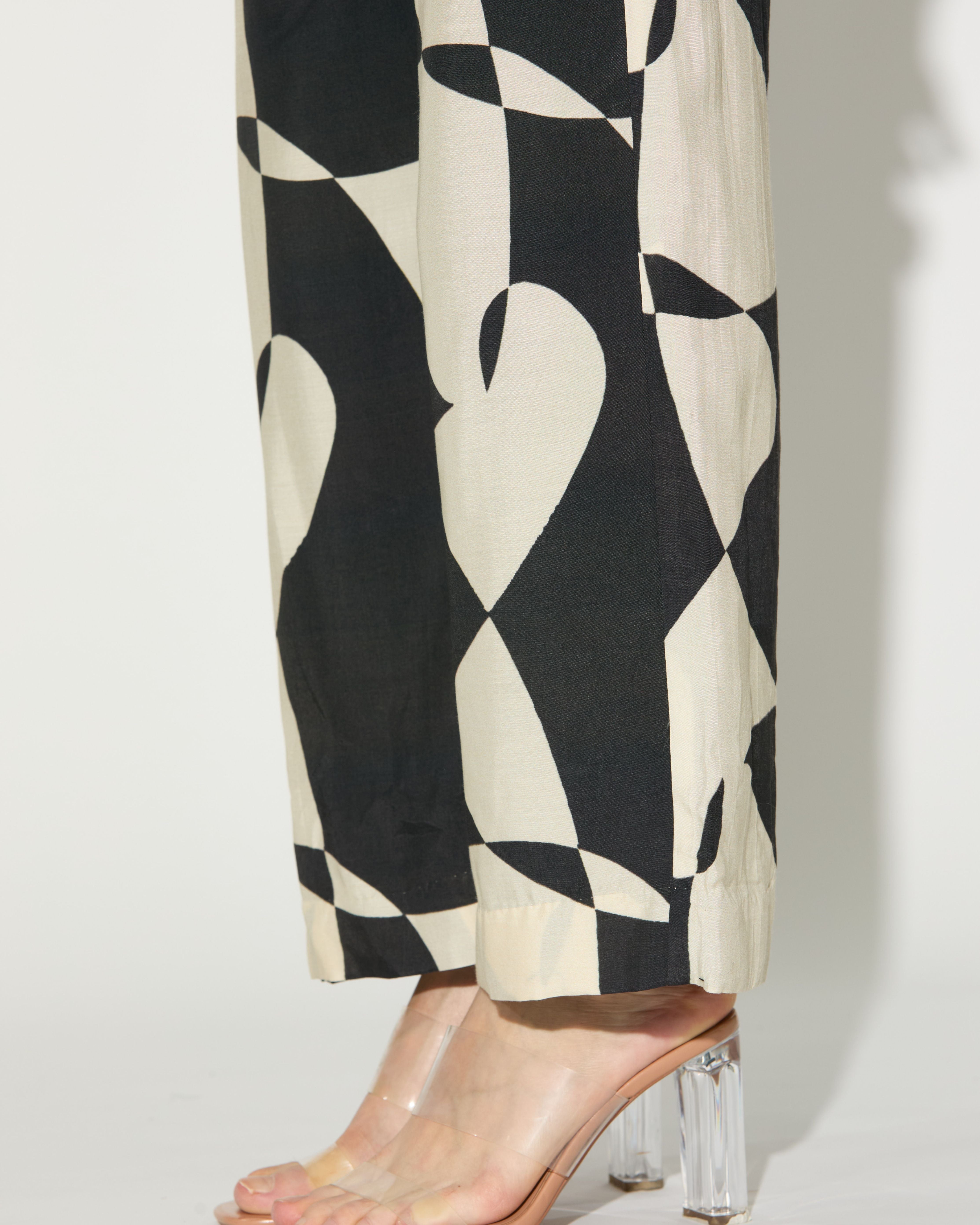 BLACK AND WHITE ABSTRACT PANTS