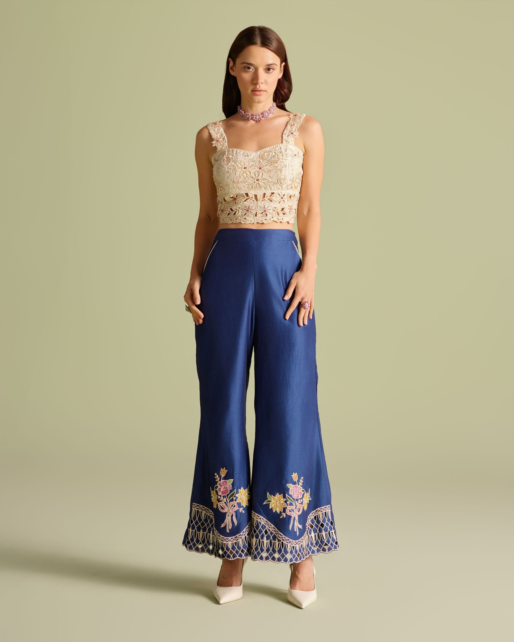 Ivory Cutwork And Beadwork Bustier