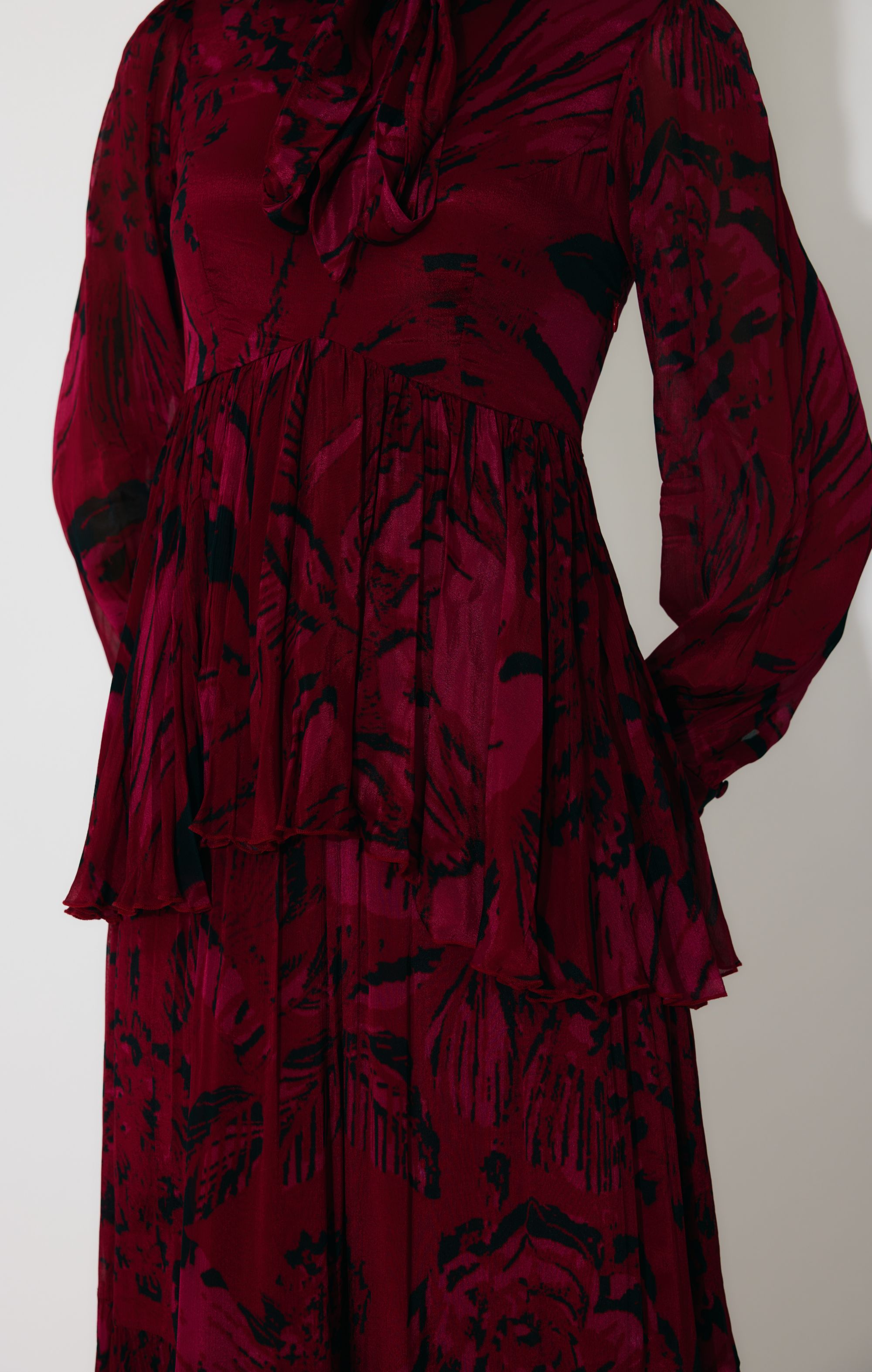 HOT PINK AND BLACK FLORAL LONG DRESS