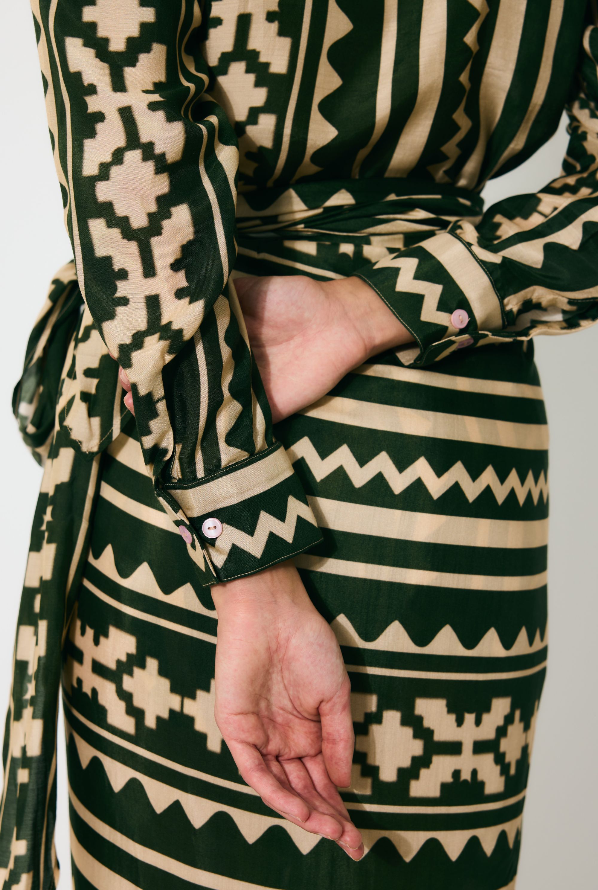 DARK GREEN AND CREAM PATTERN SHIRT