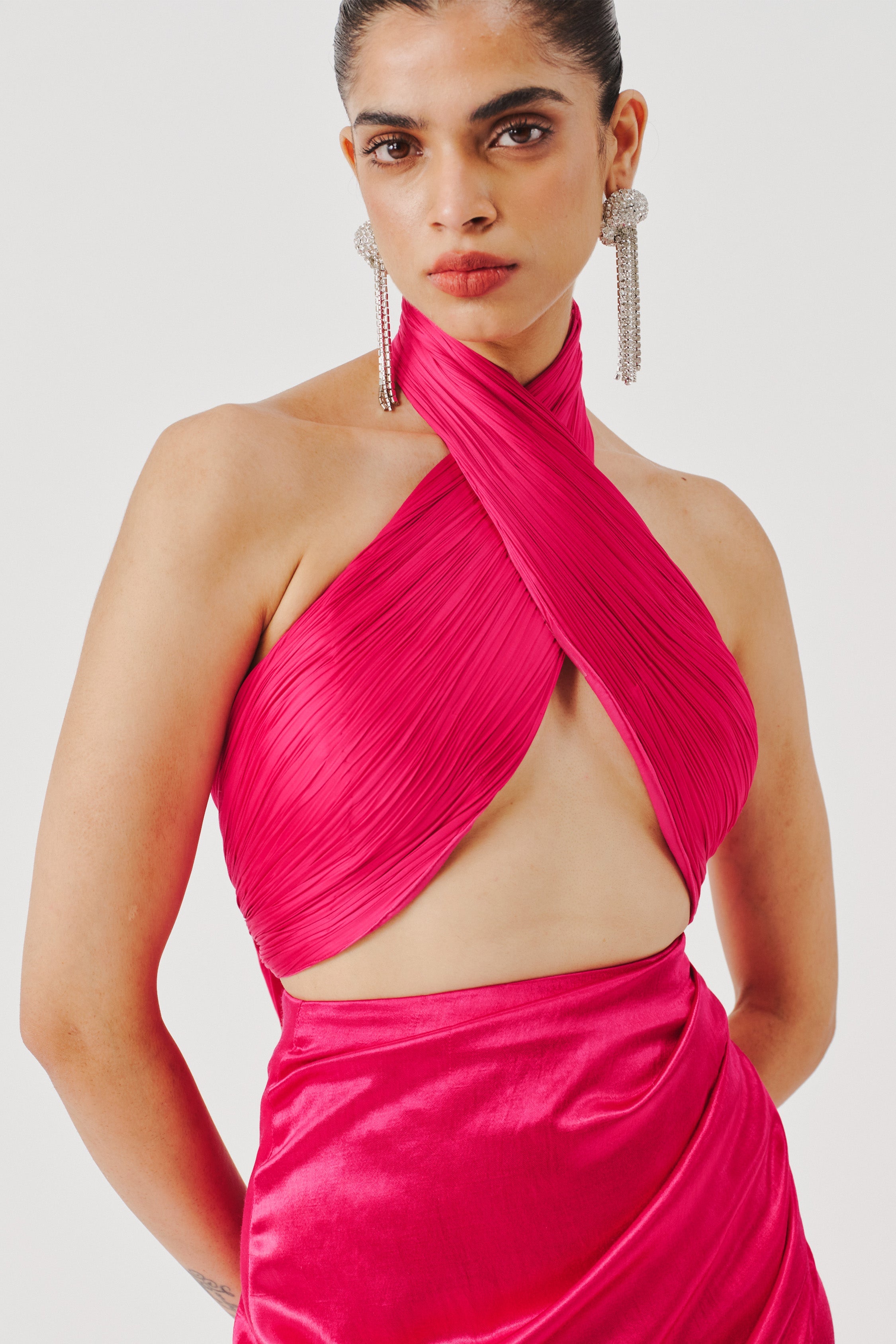 Hope Halter Neck Top in Hot Pink