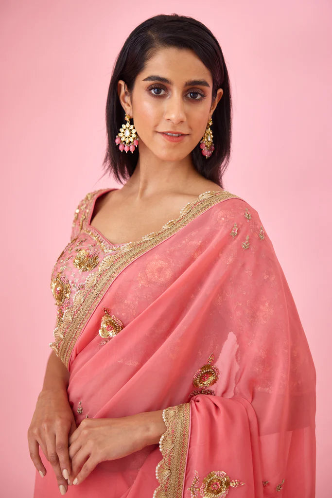 Blush Pink Saree Set