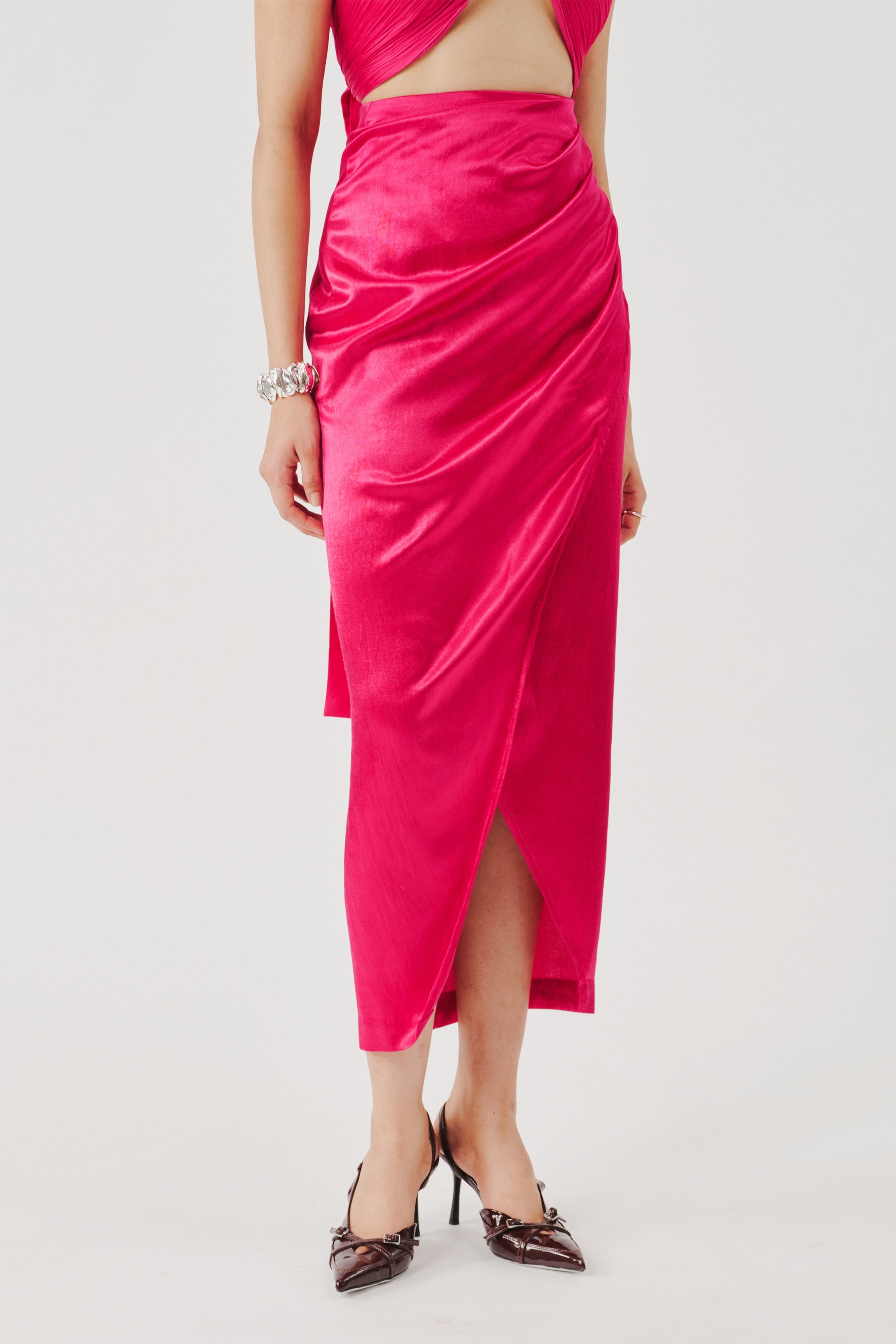 Carapace Overlap Skirt in Hot Pink