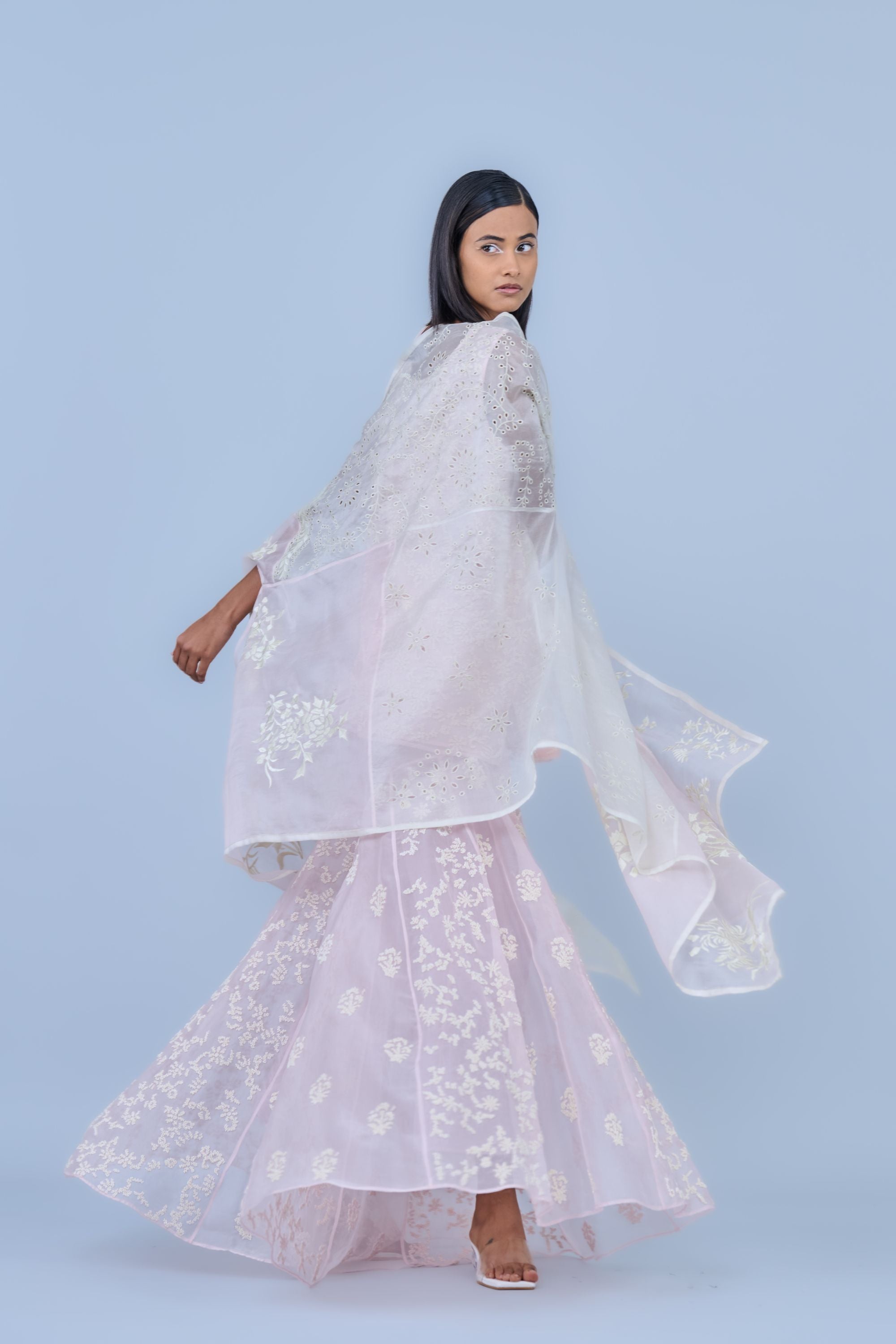 Powder Ec Ec Silk Organza Cape
