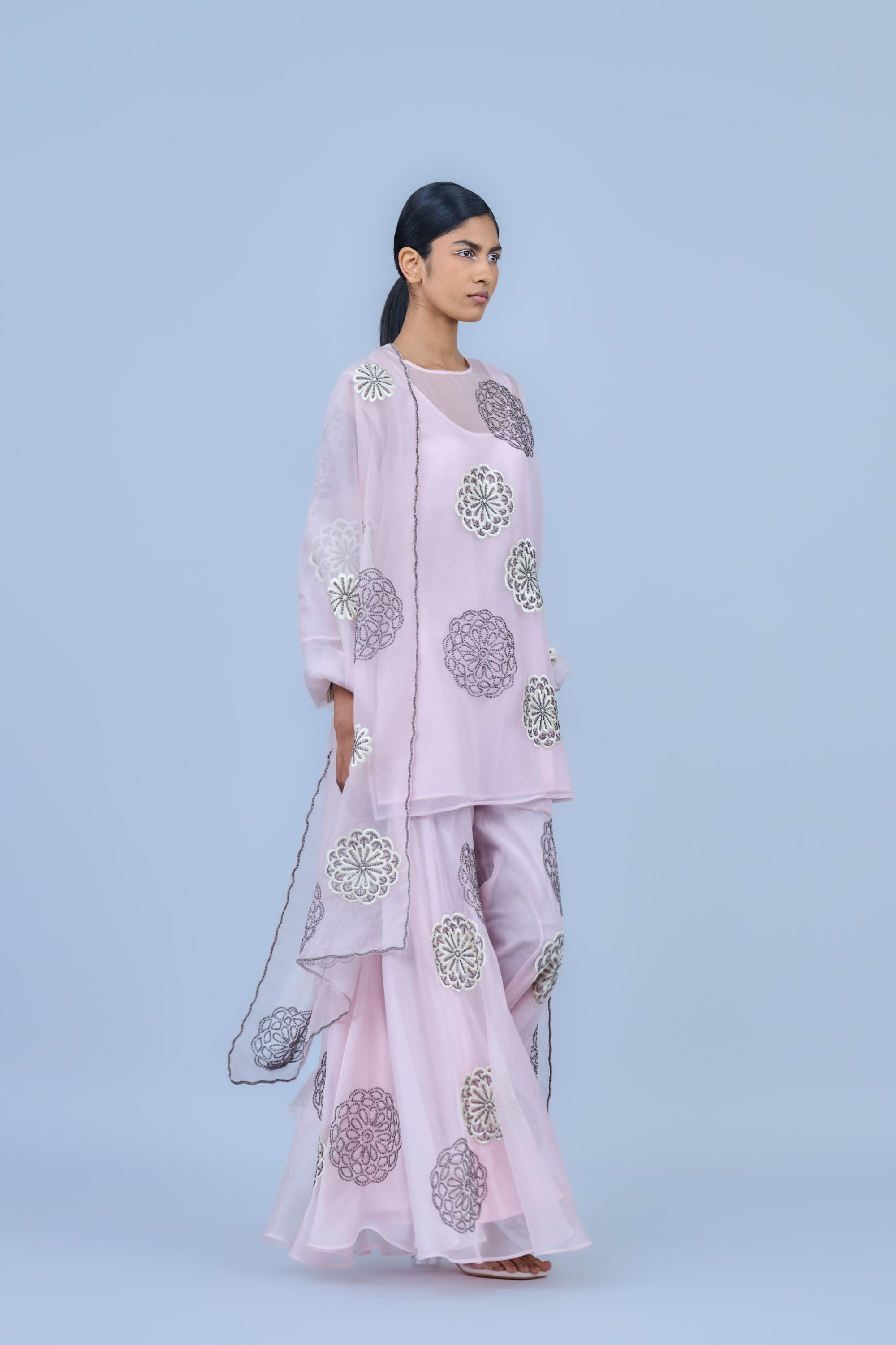 Powder Ec Slv Silk Organza Top