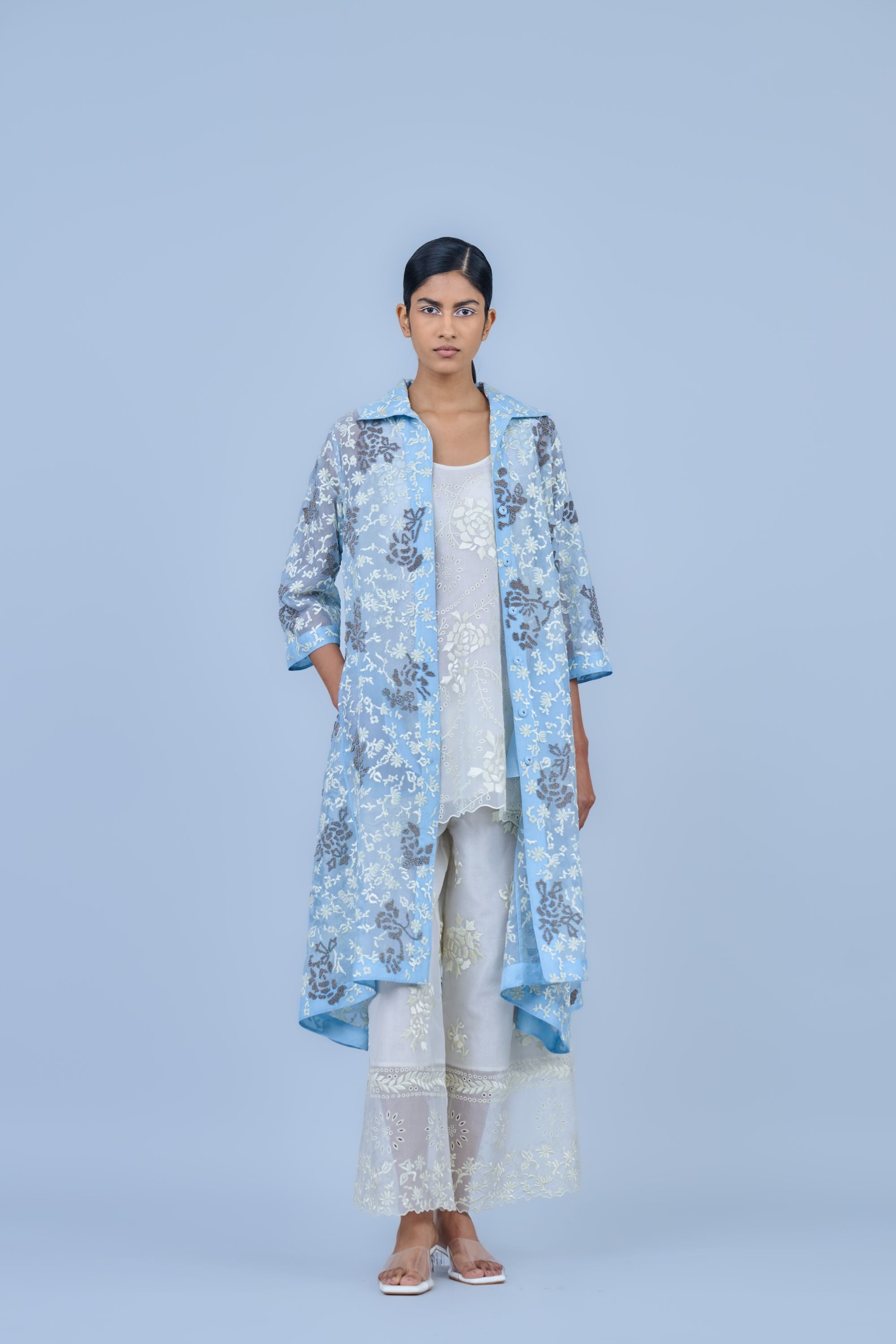 Ice Ec Slv Silk Organza Jacket