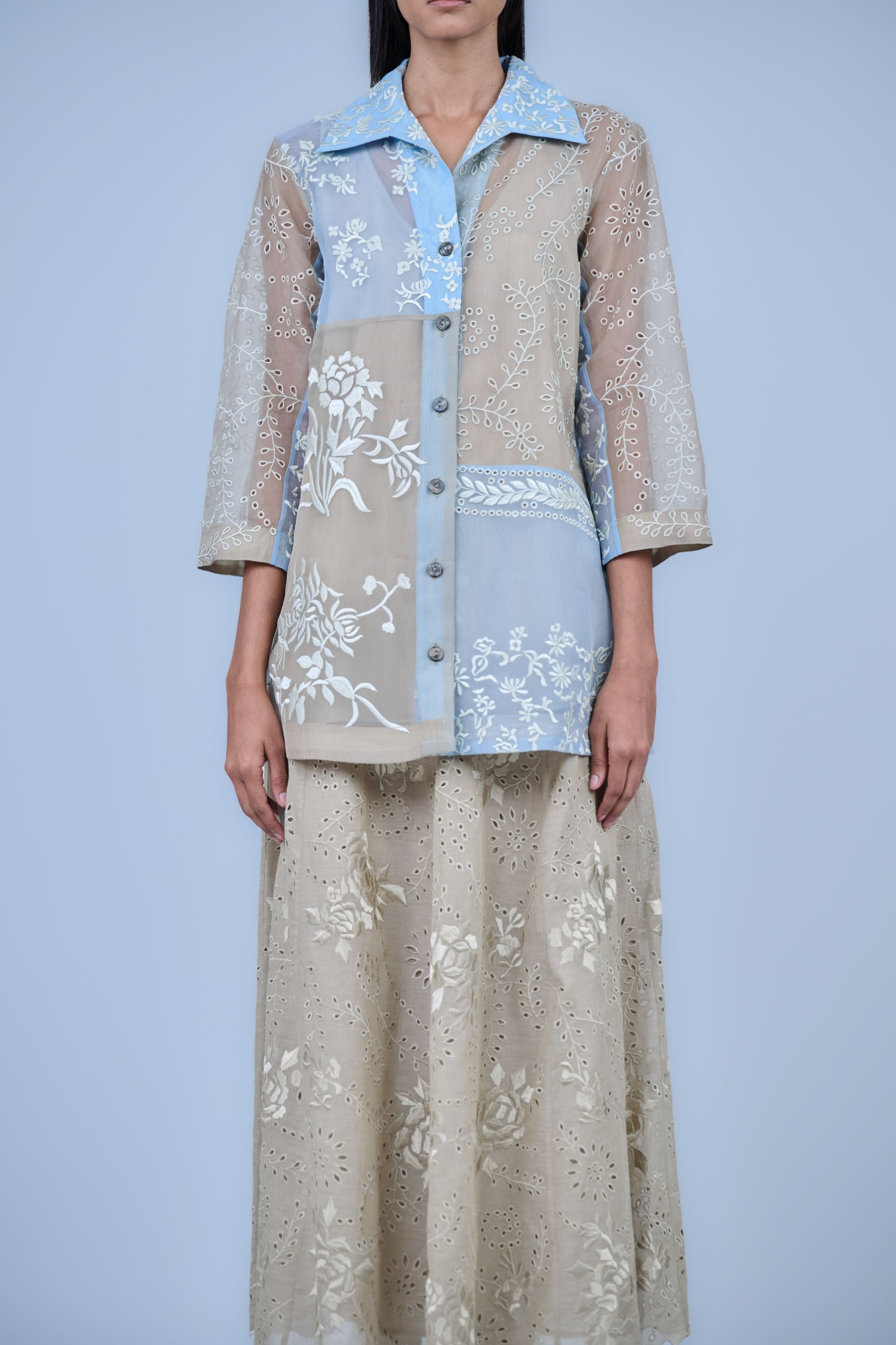 Ice Multi Ec Silk Organza Top