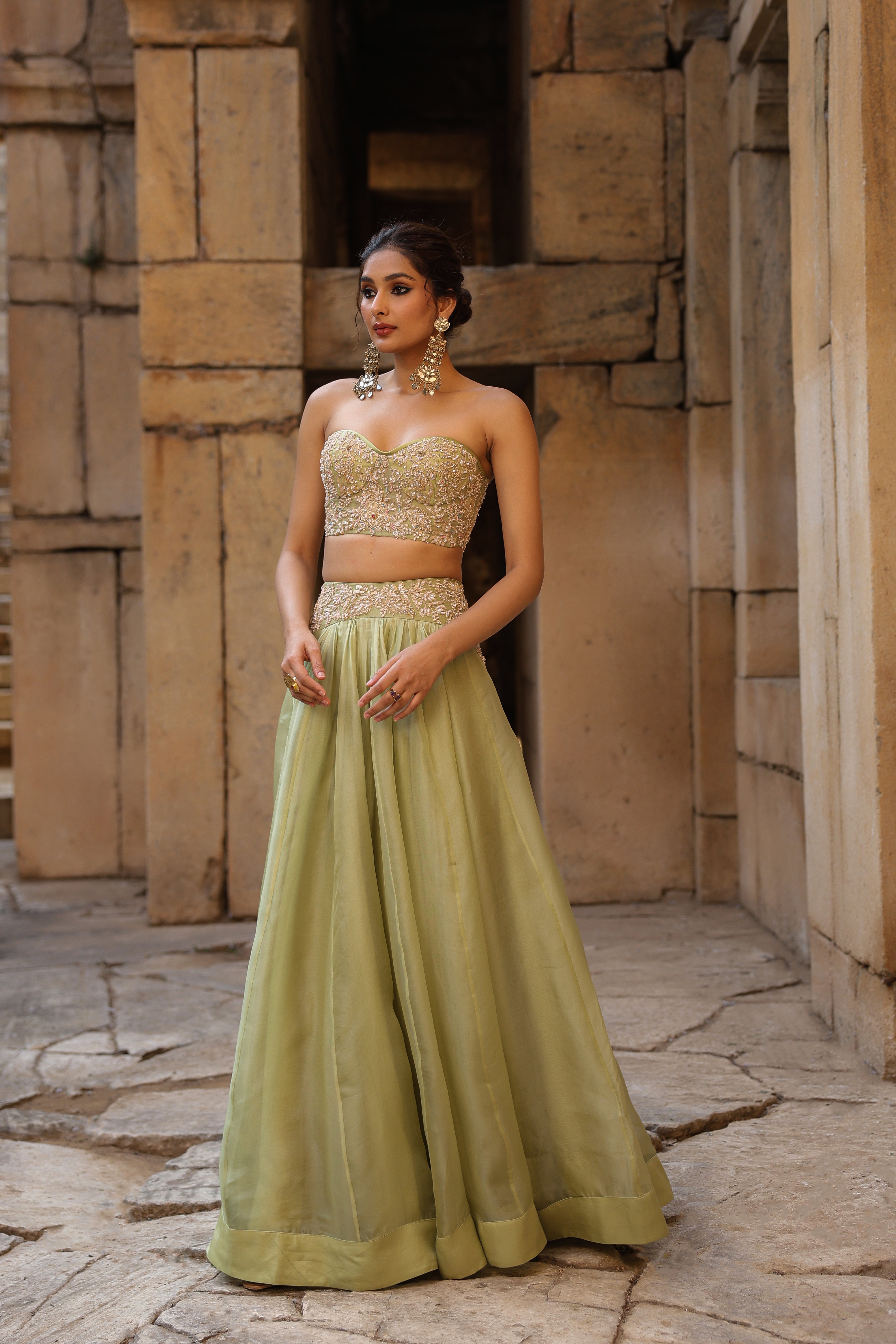 Vaayu Green Jacket Lehenga Set