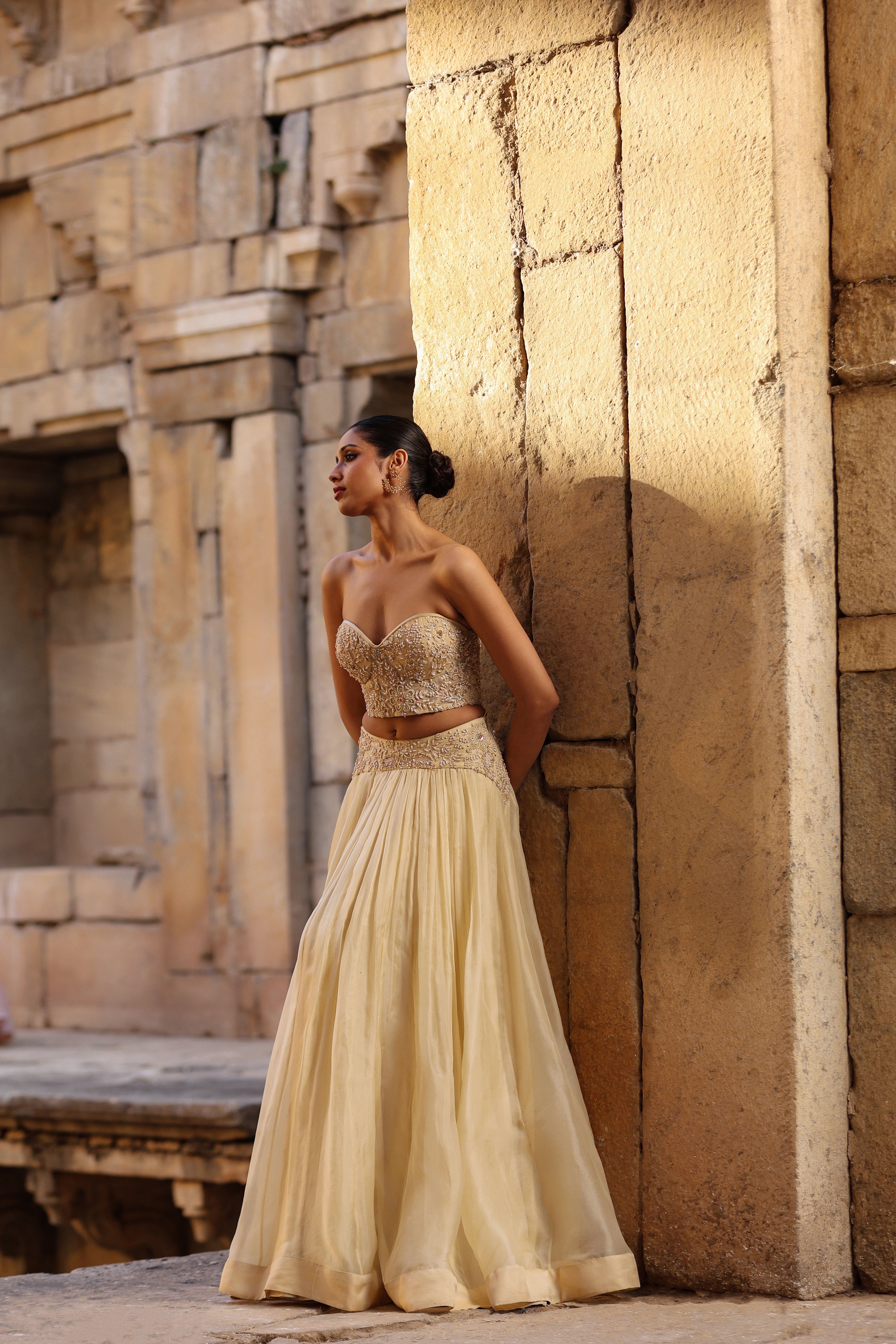 Vaayu Beige Jacket Lehenga Set