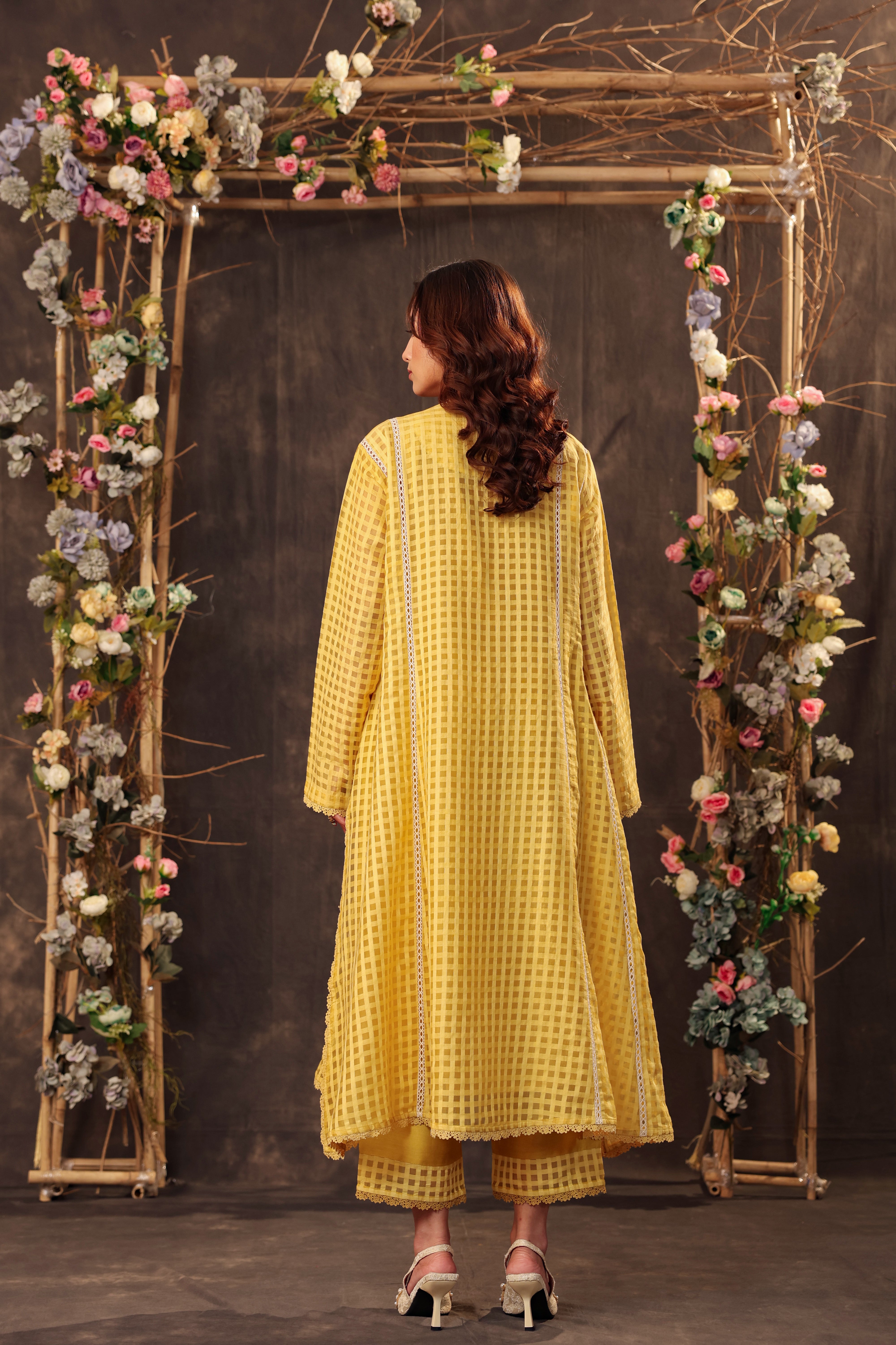Vaayu Yellow Panelled Kalidar Set