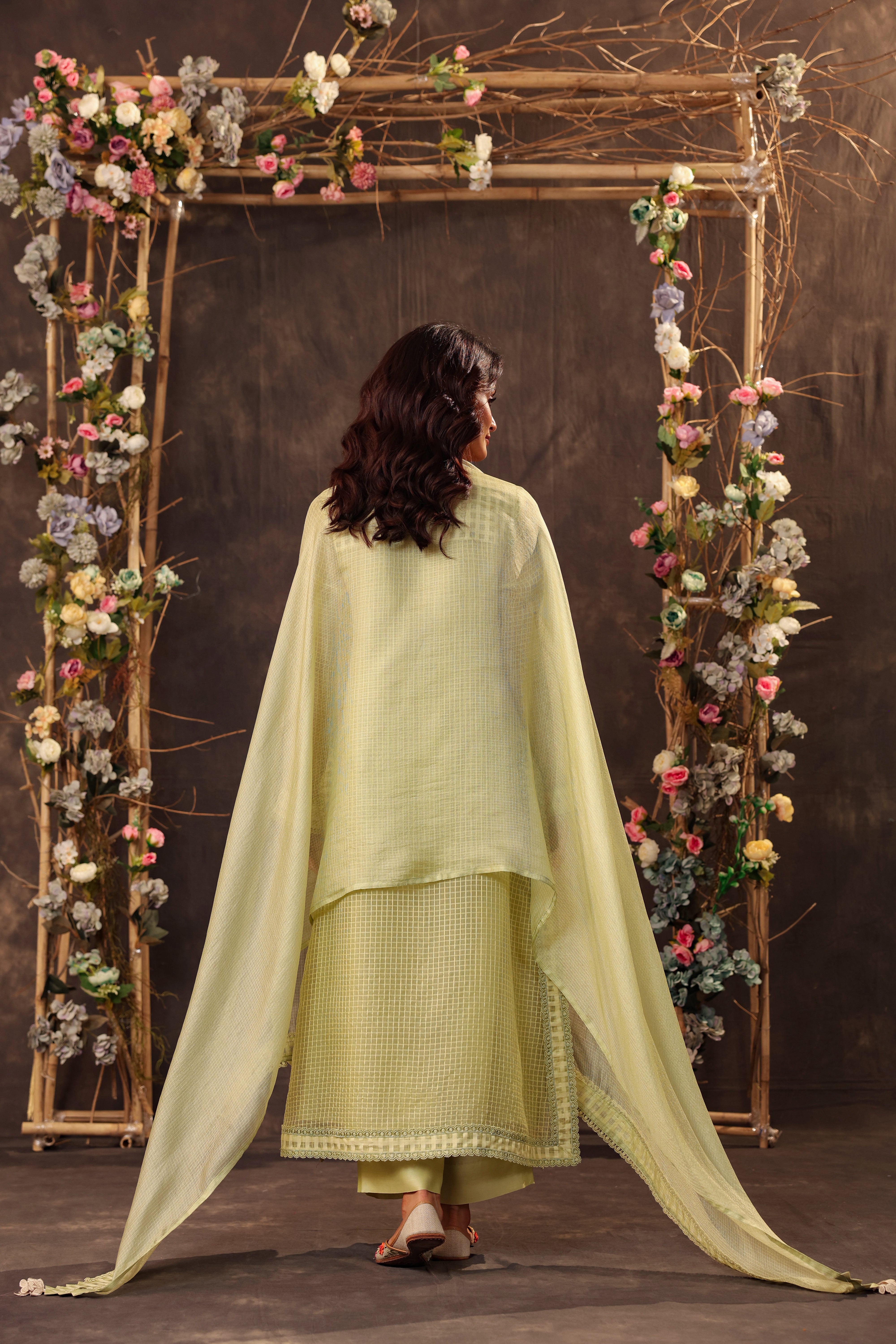 Vaayu Green Straight Long Kurta Set