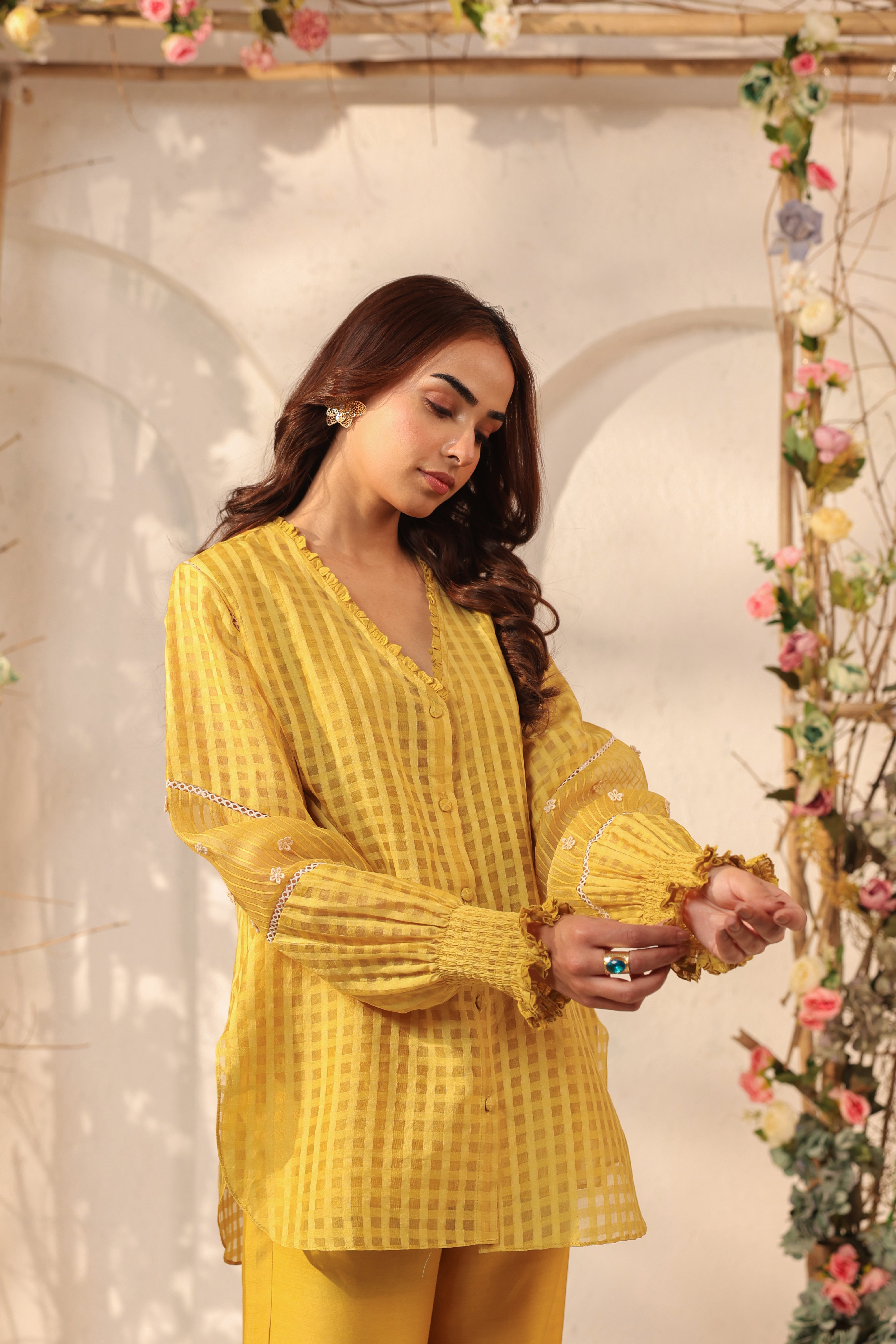 Vaayu Yellow V Neck Co ord Set