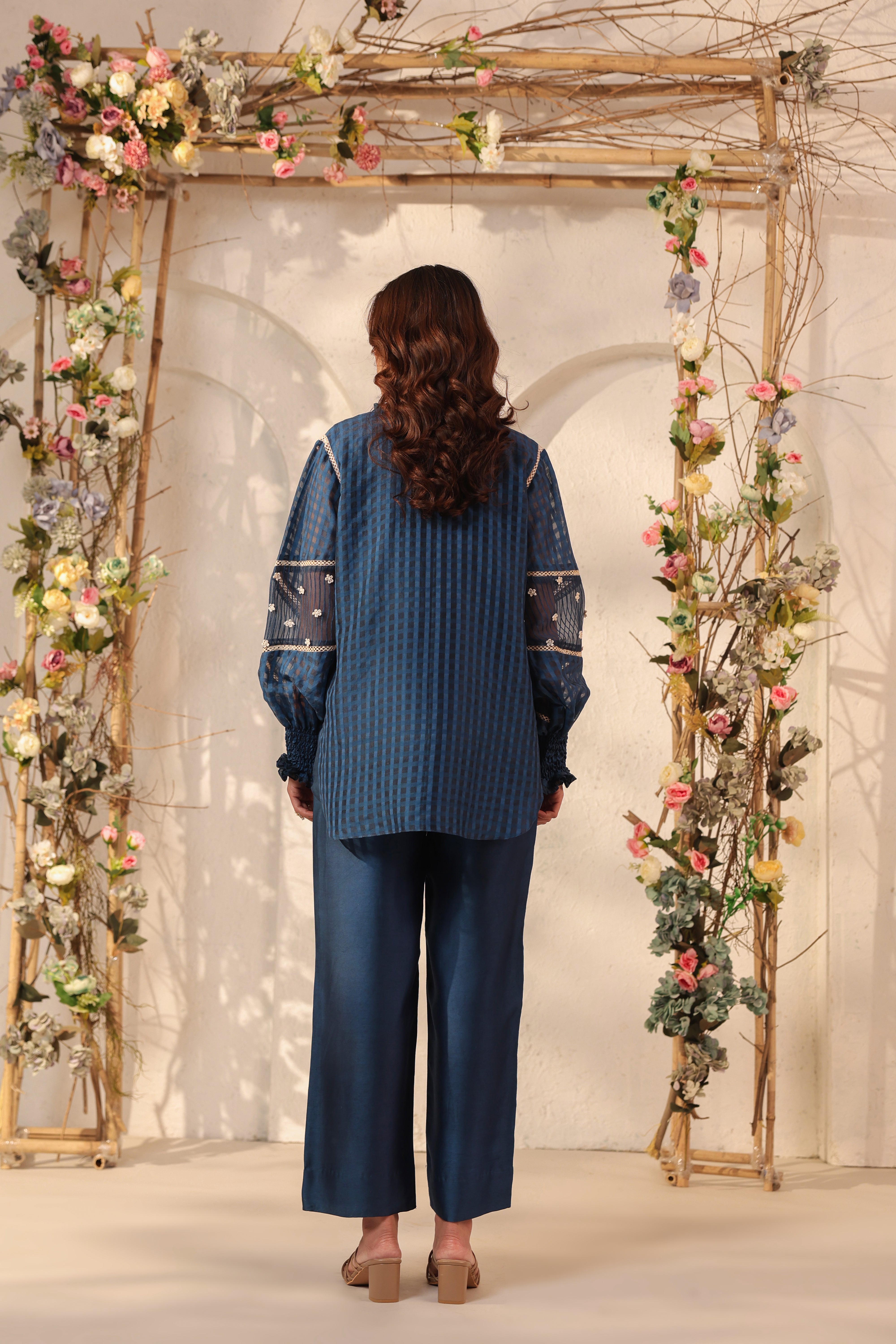 Vaayu Dark Blue V Neck Co ord Set
