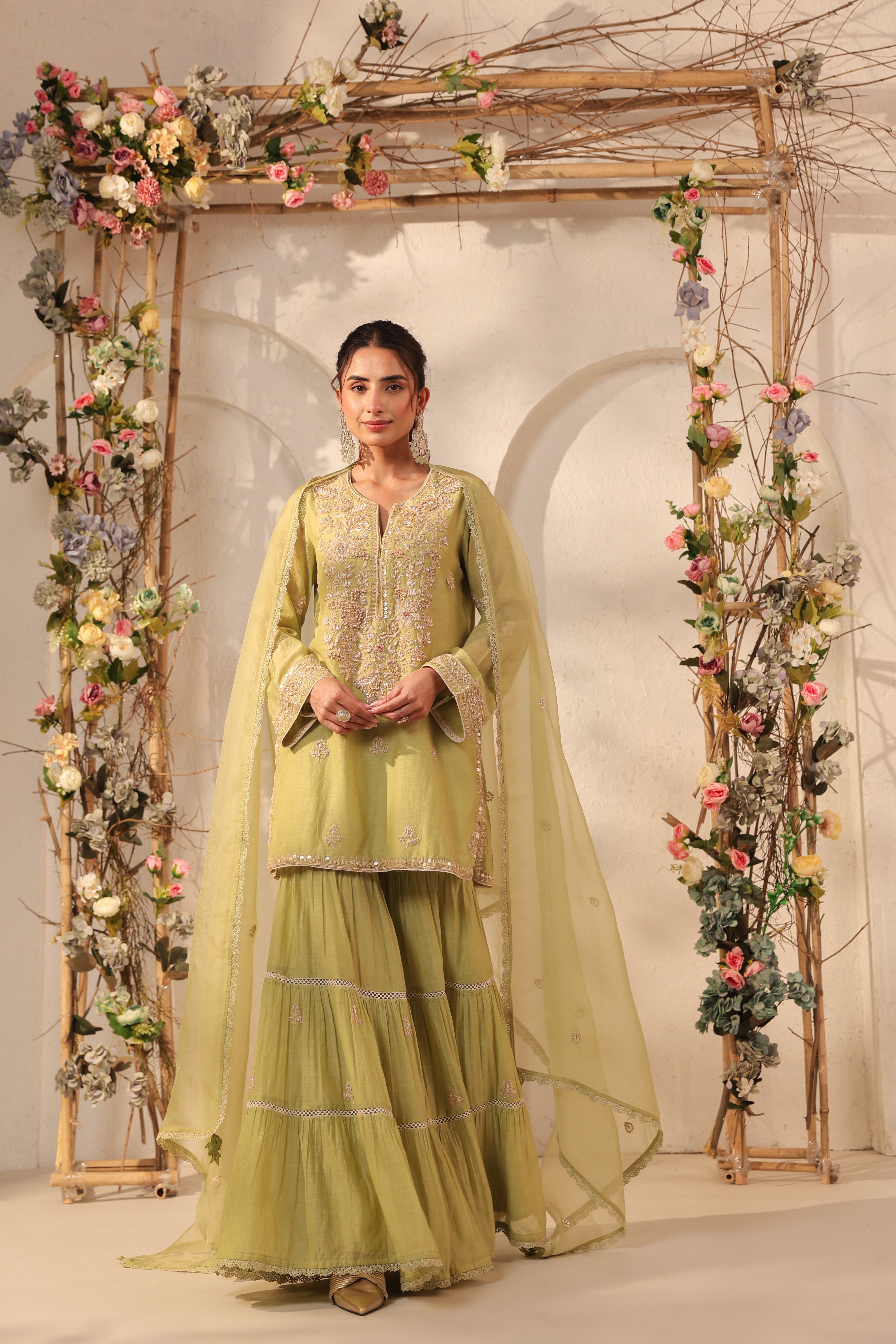 Vaayu Green Sharara Set