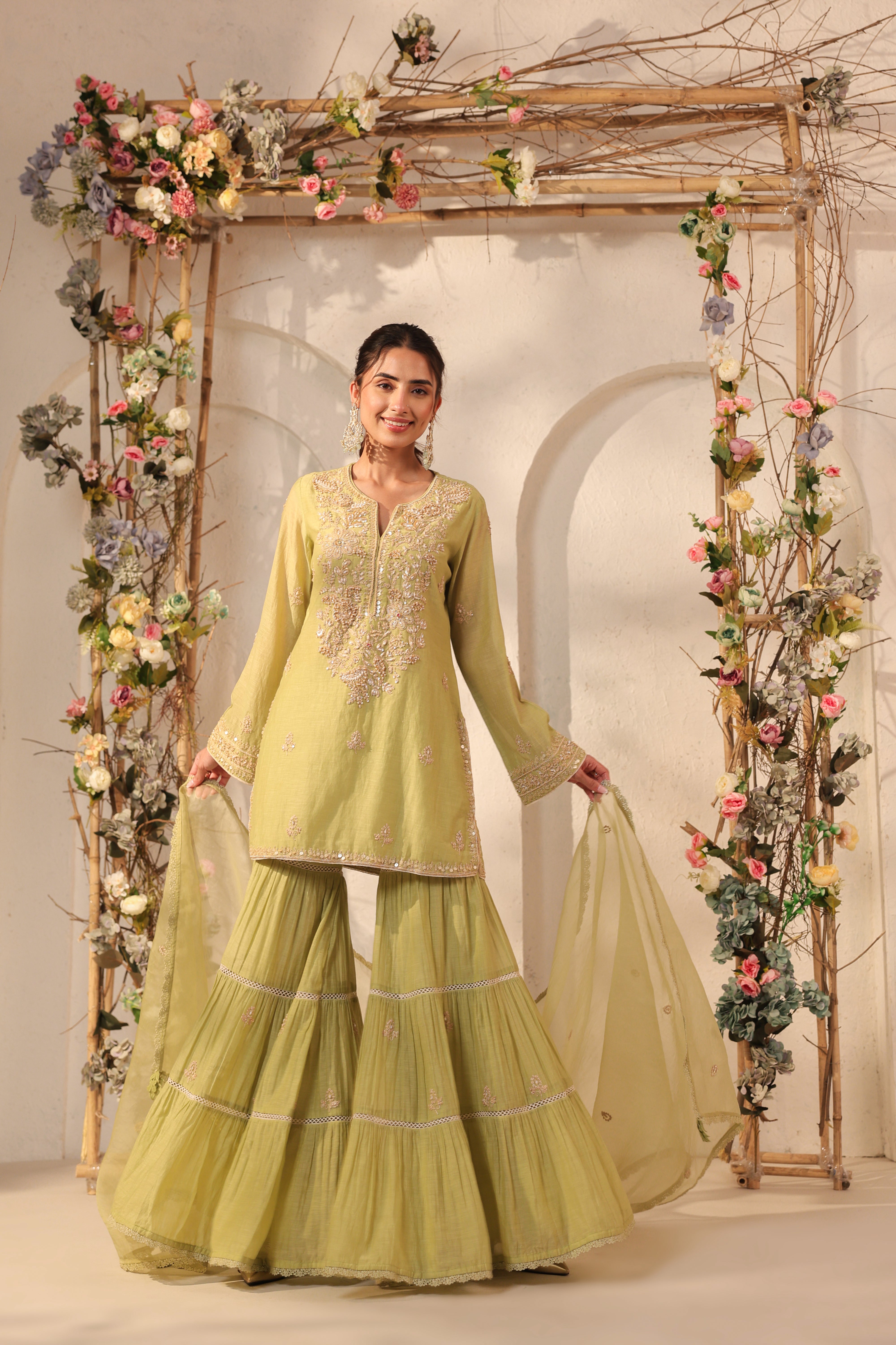 Vaayu Green Sharara Set