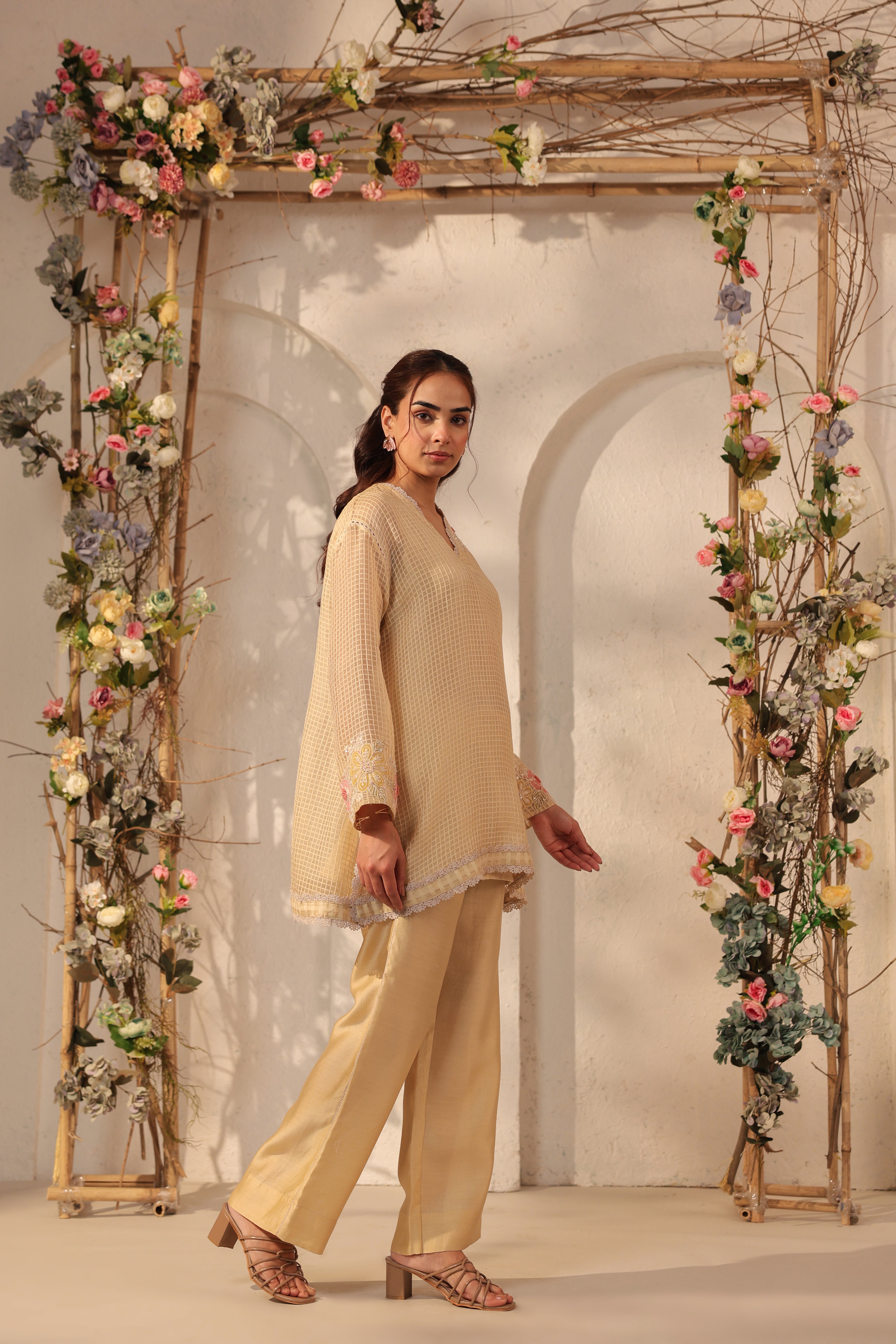 Vaayu Beige Applique Co-ord Set