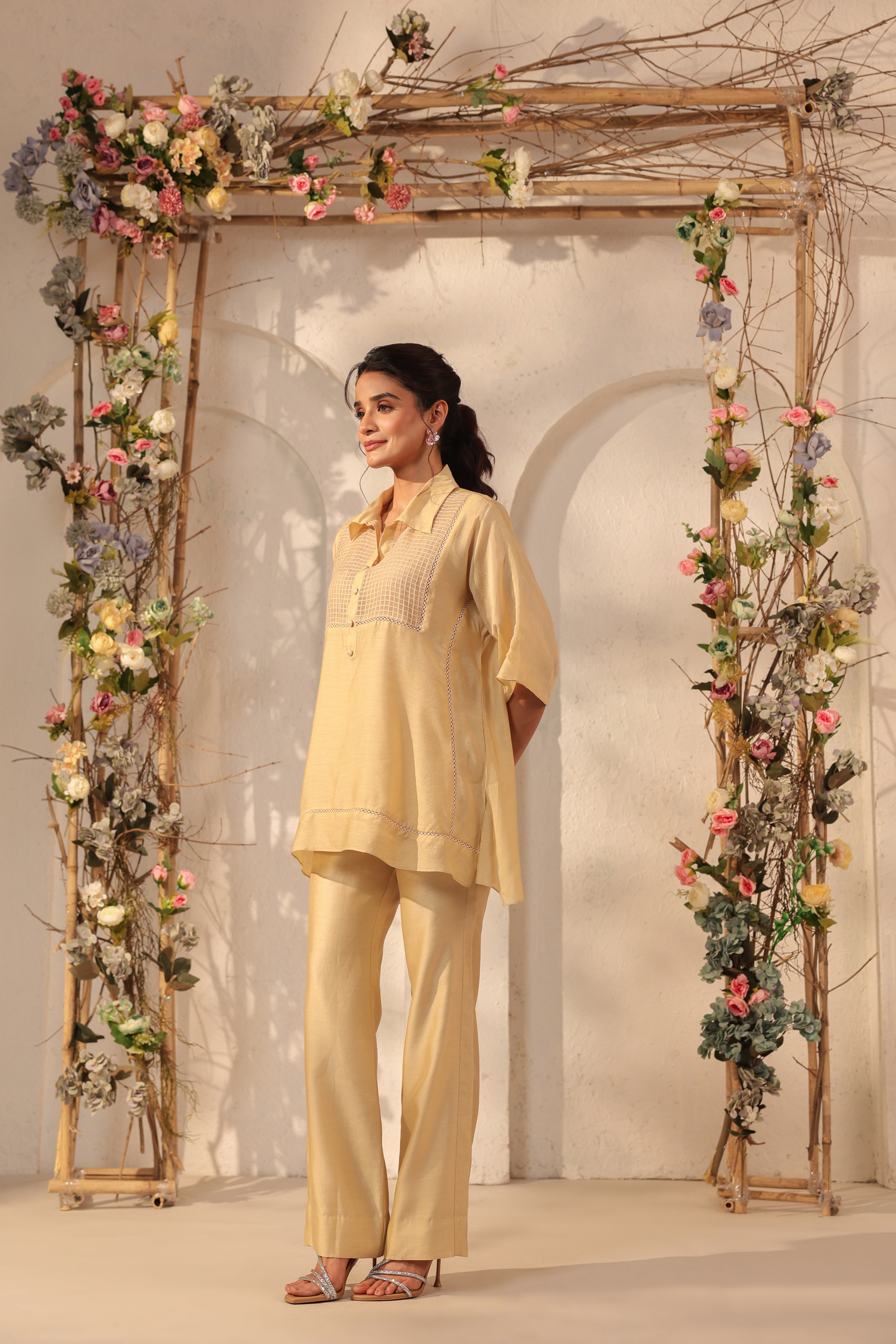 Vaayu Beige Collar Co-ord Set