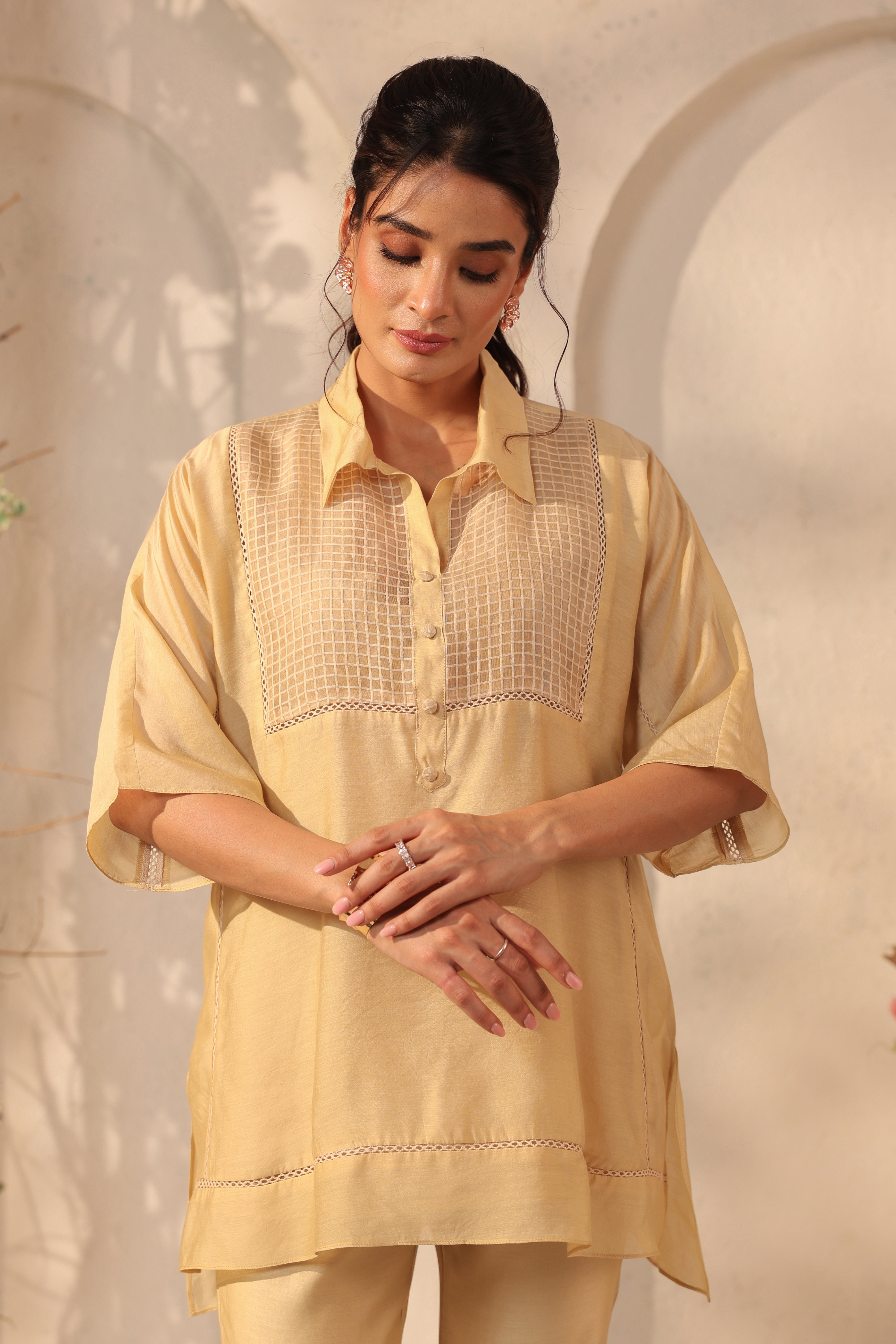 Vaayu Beige Collar Co-ord Set