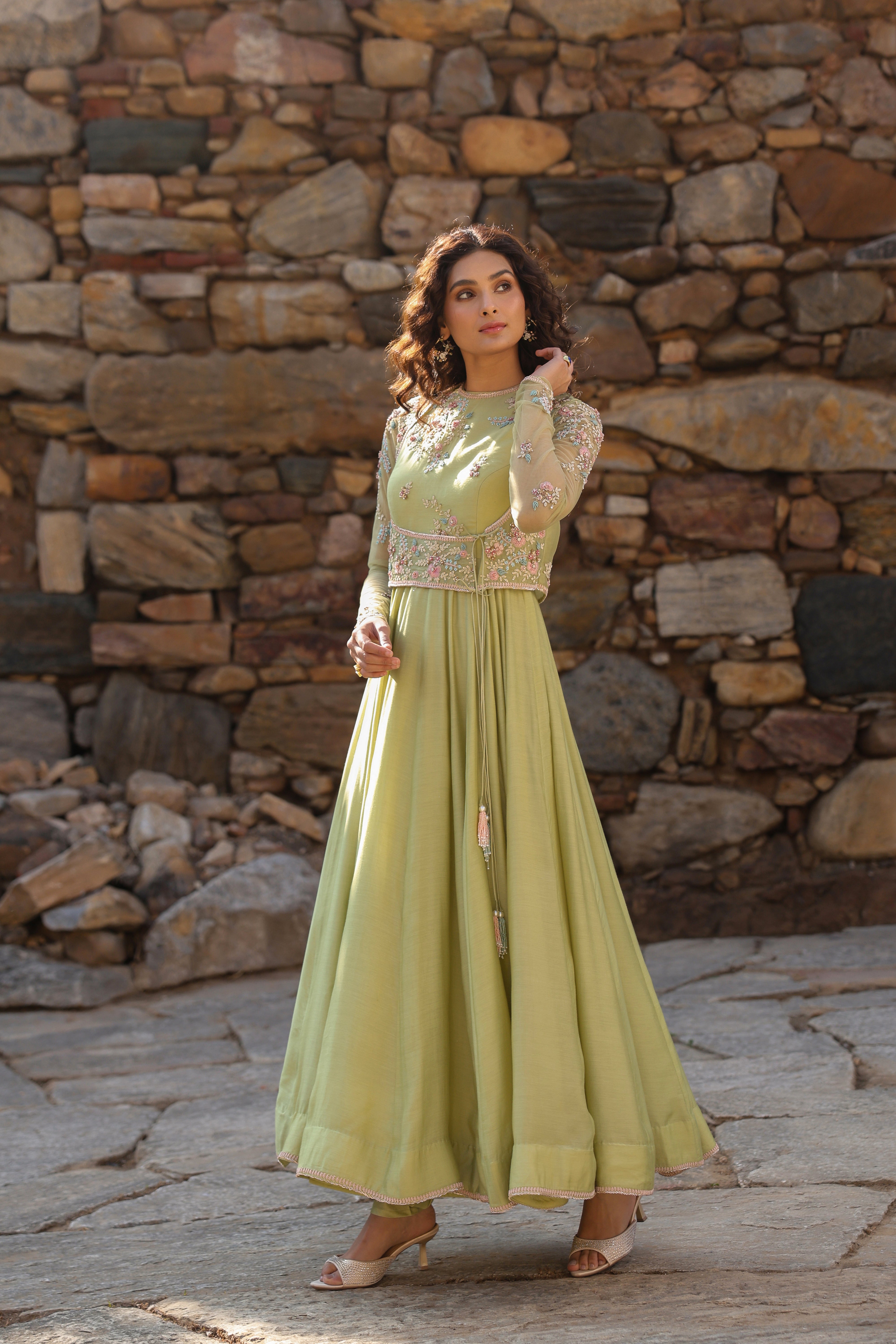 Vaayu Green Koti Anarkali Set
