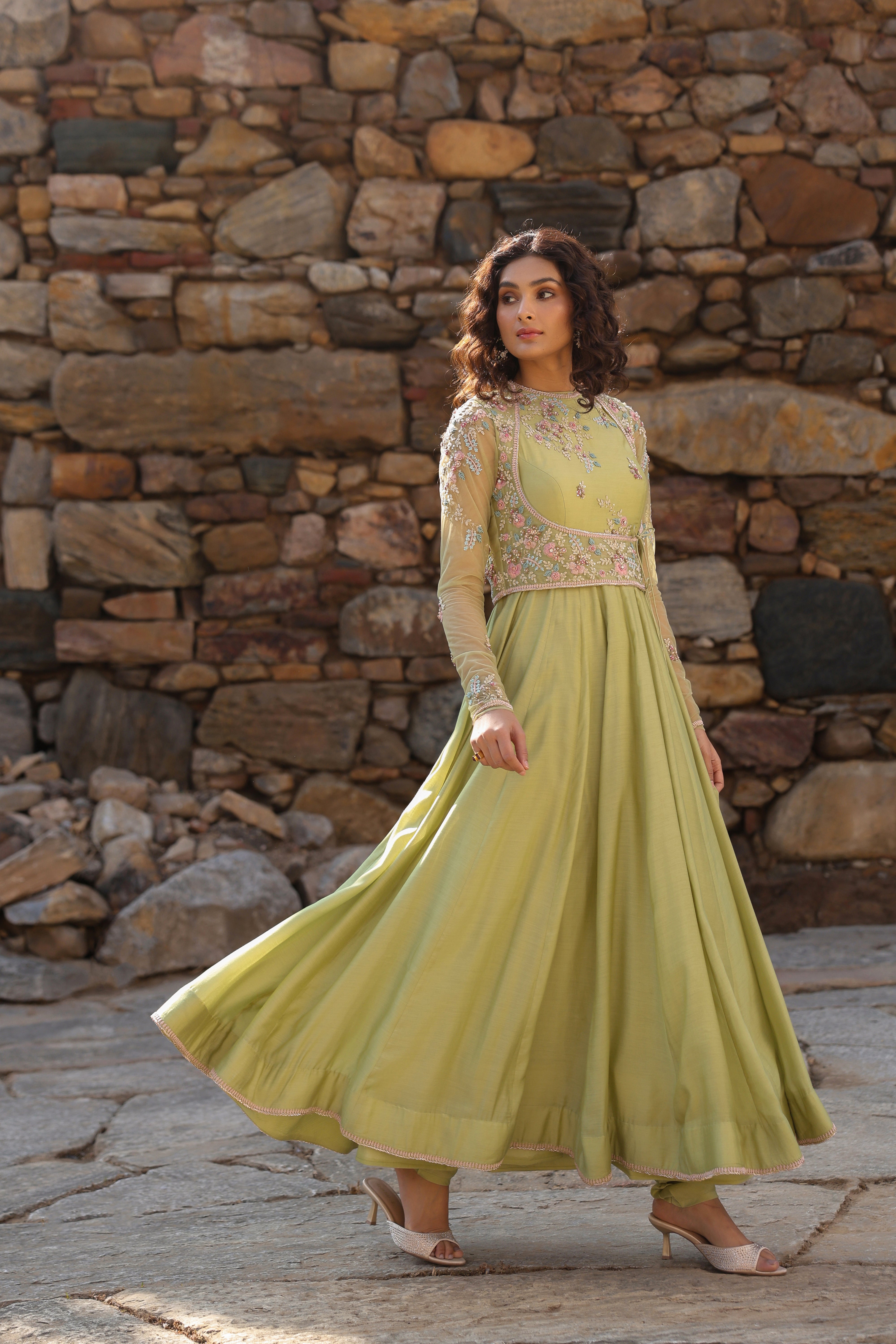 Vaayu Green Koti Anarkali Set