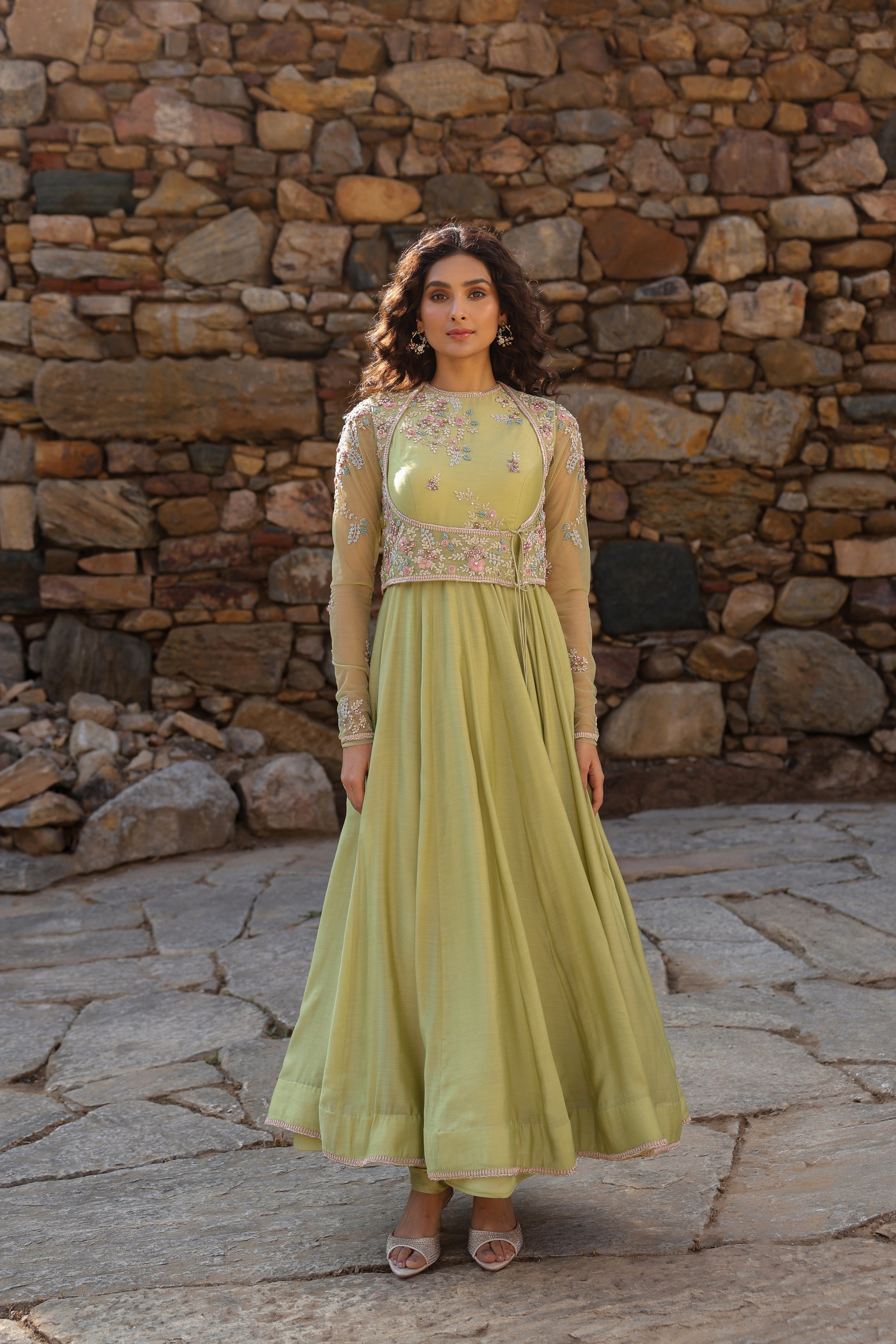 Vaayu Green Koti Anarkali Set